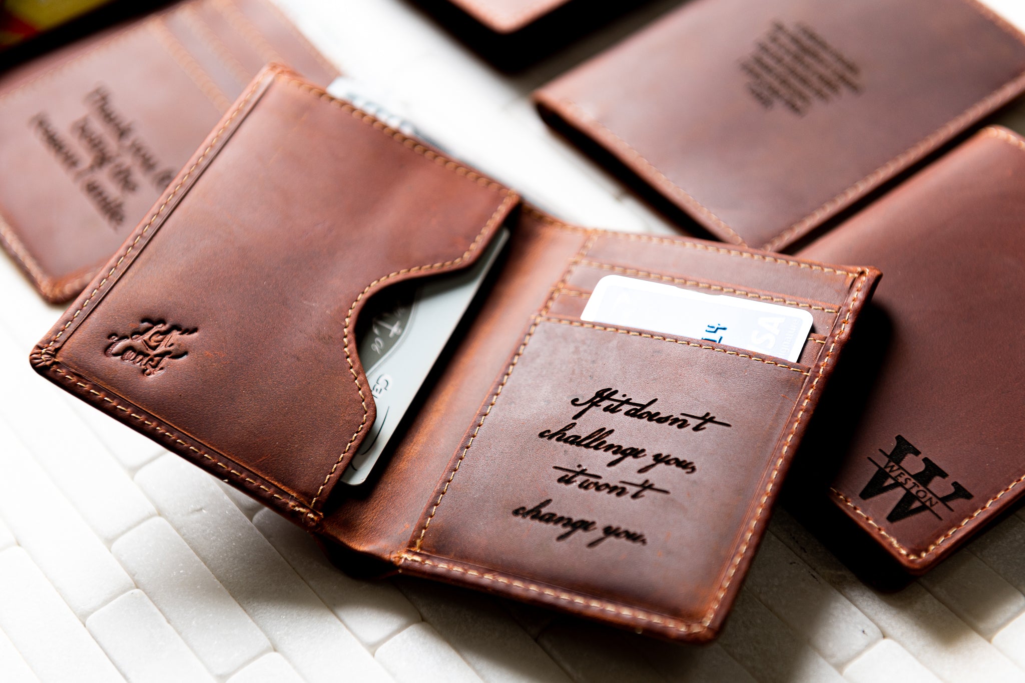 The Sarasota Personalized Leather Slim Bifold Wallet
