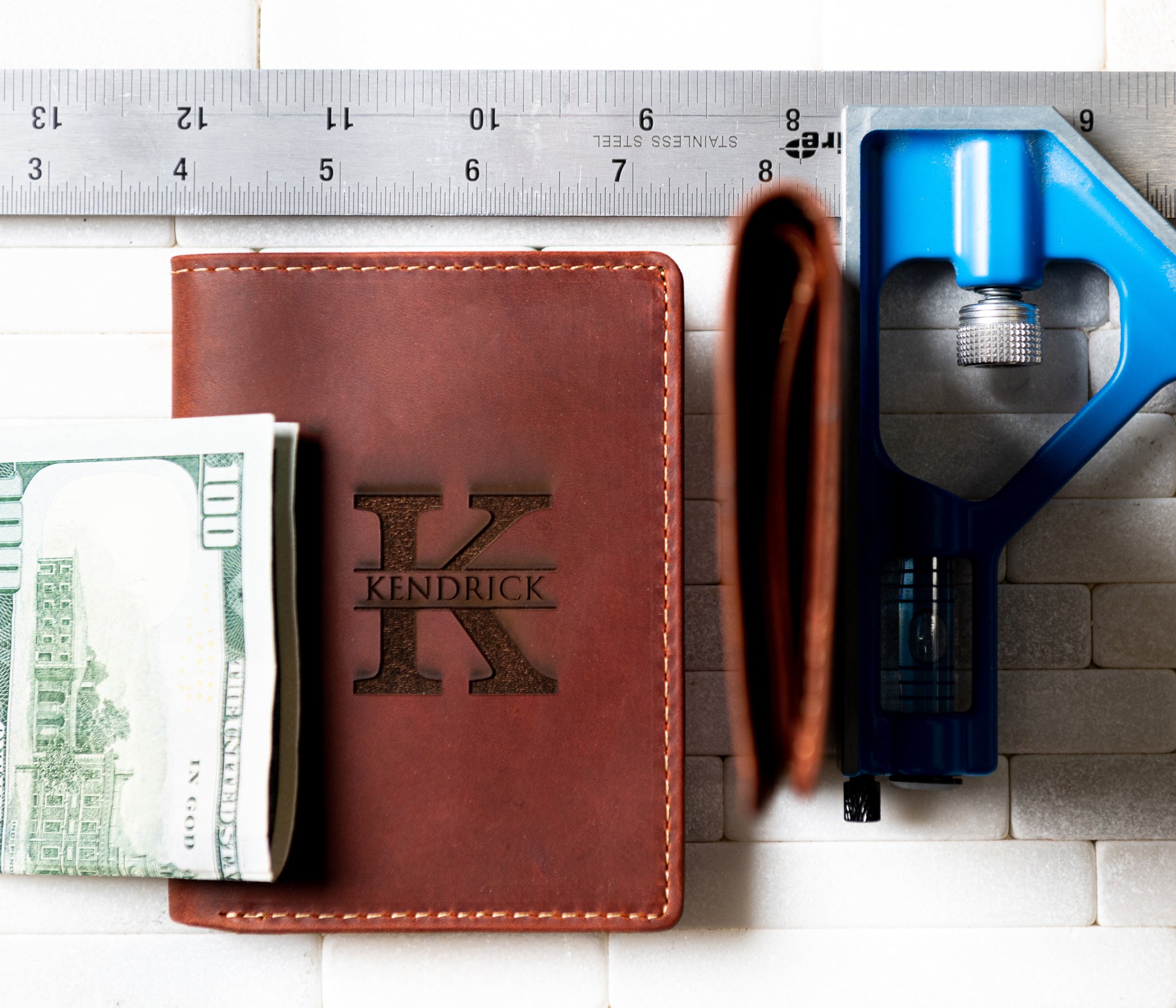 The Sarasota Personalized Leather Slim Bifold Wallet