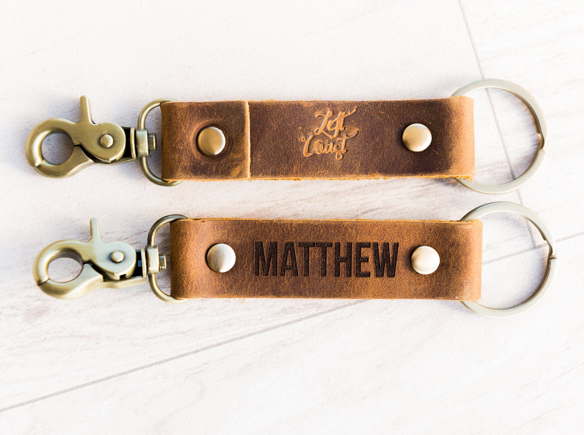 The St Augustine Personalized Leather Keychain