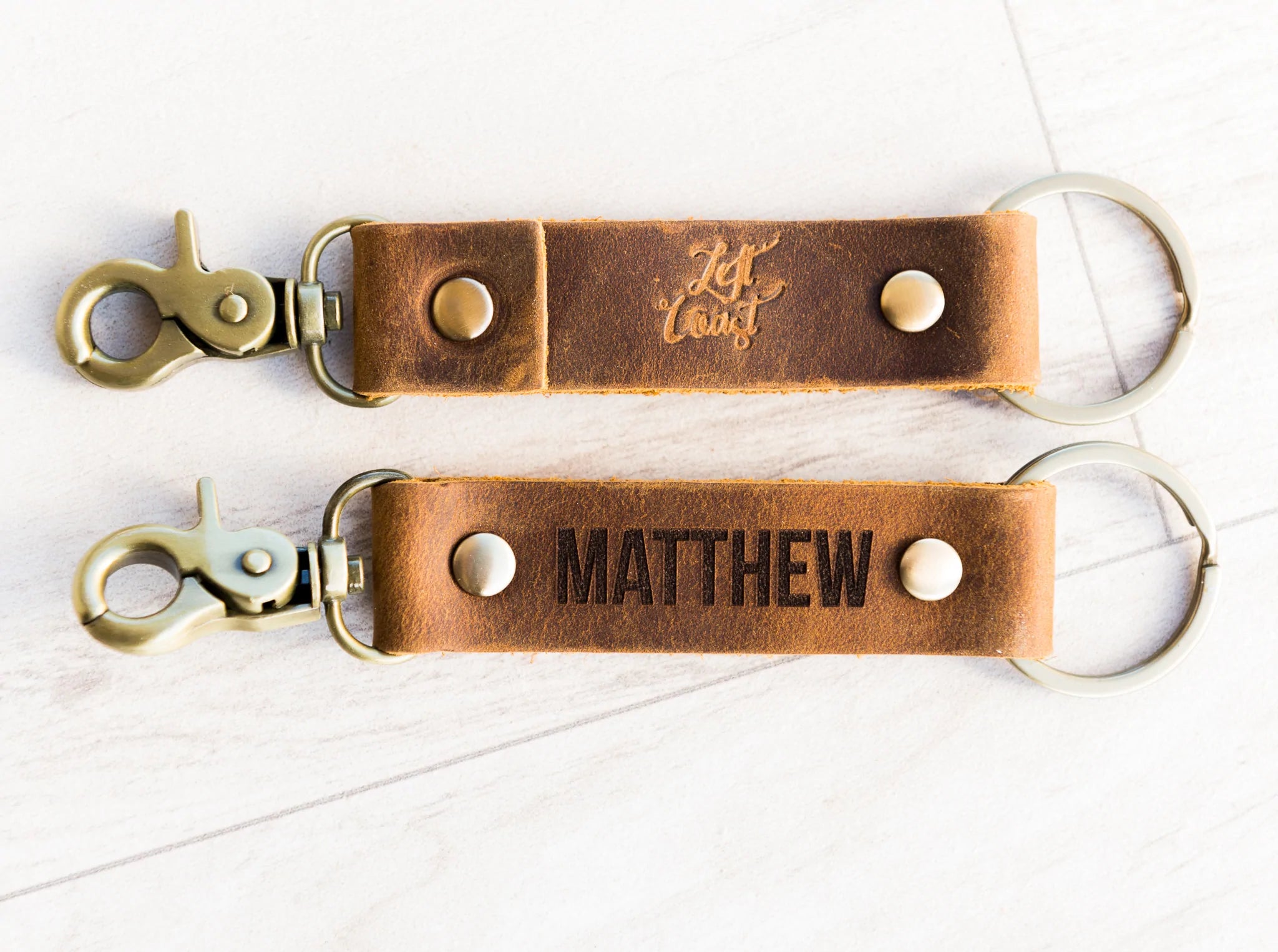 The St Augustine Personalized Leather Keychain