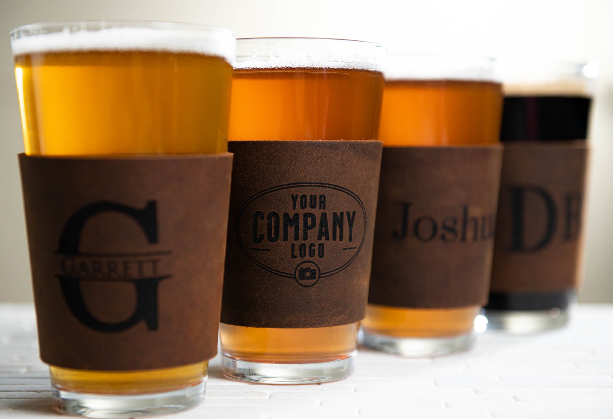 Personalized Leather Pint Sleeve - The Wynwood