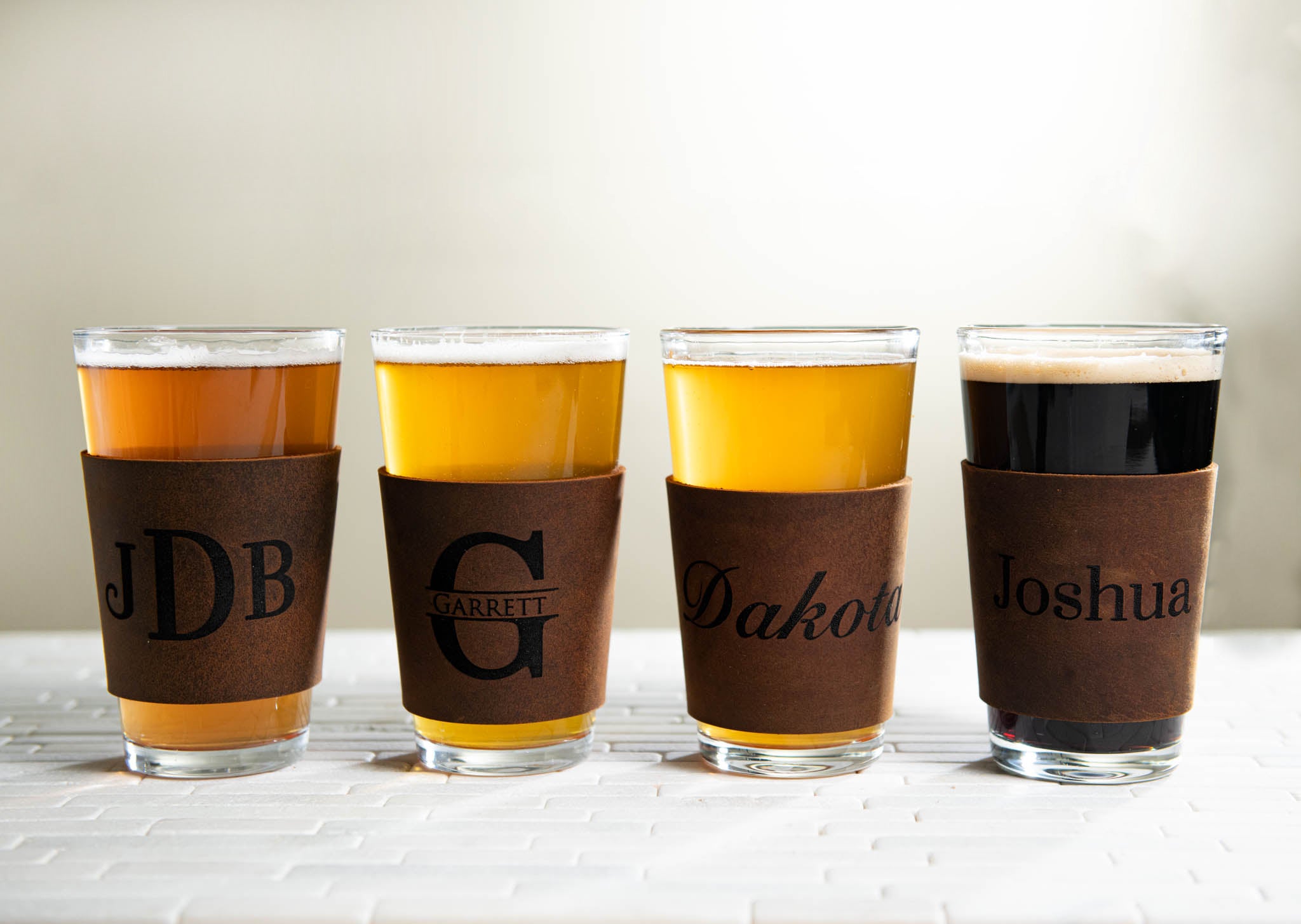 Personalized Leather Pint Sleeve - The Wynwood