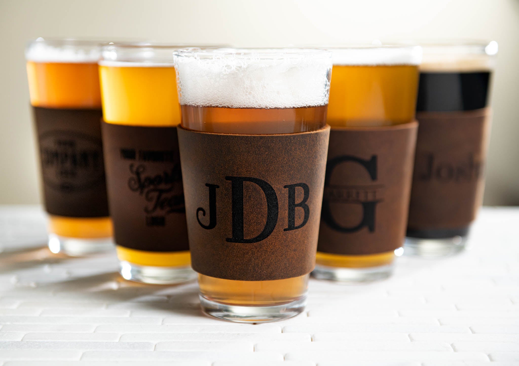 Personalized Leather Pint Sleeve - The Wynwood
