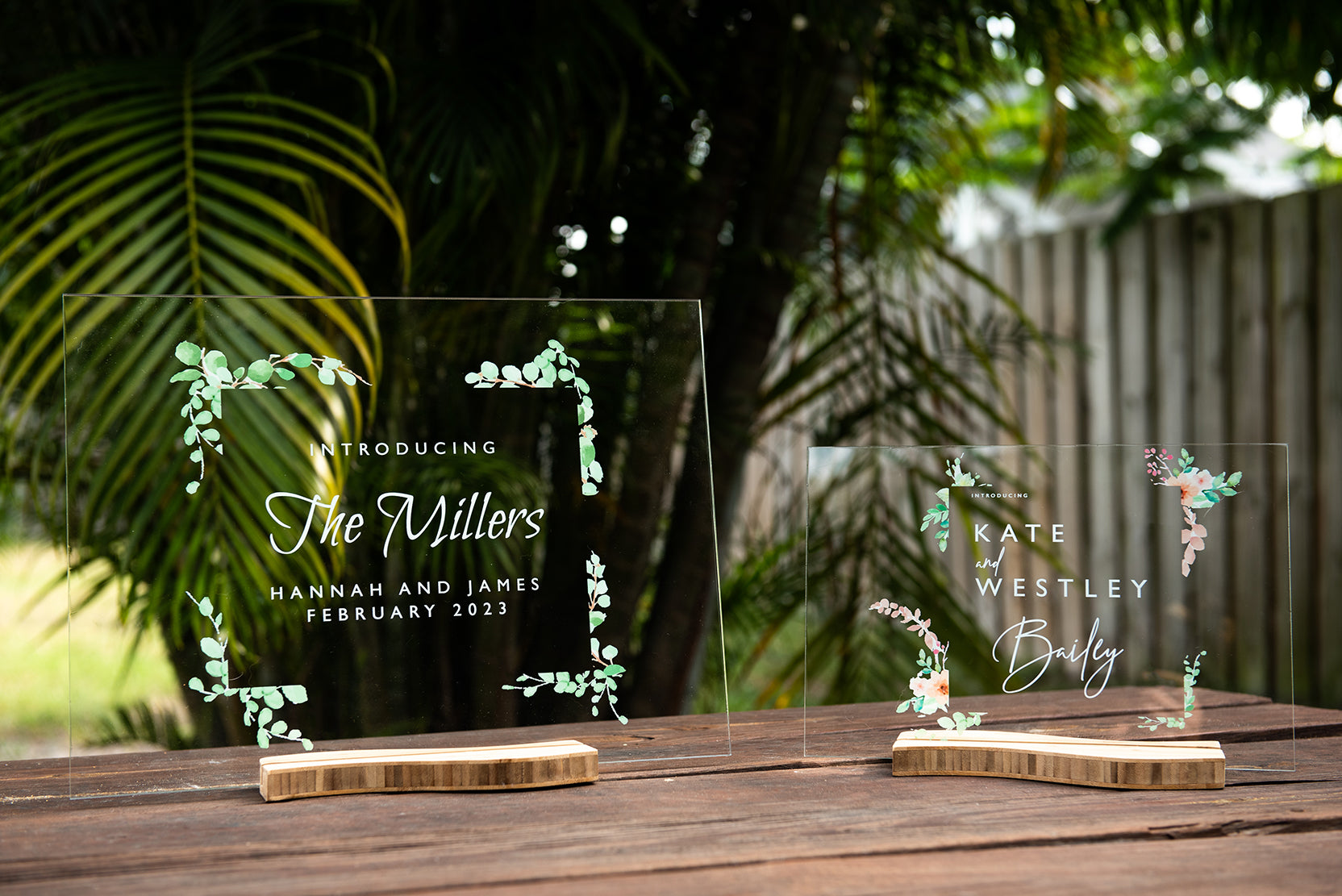 Acrylic Wedding Signs - Floral and Vine Artwork