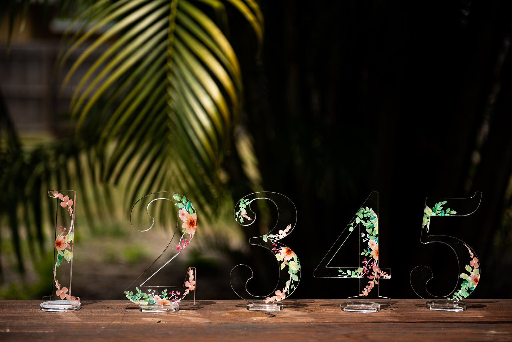 Acrylic Table Numbers - Floral and Vine, image size:1664x1111