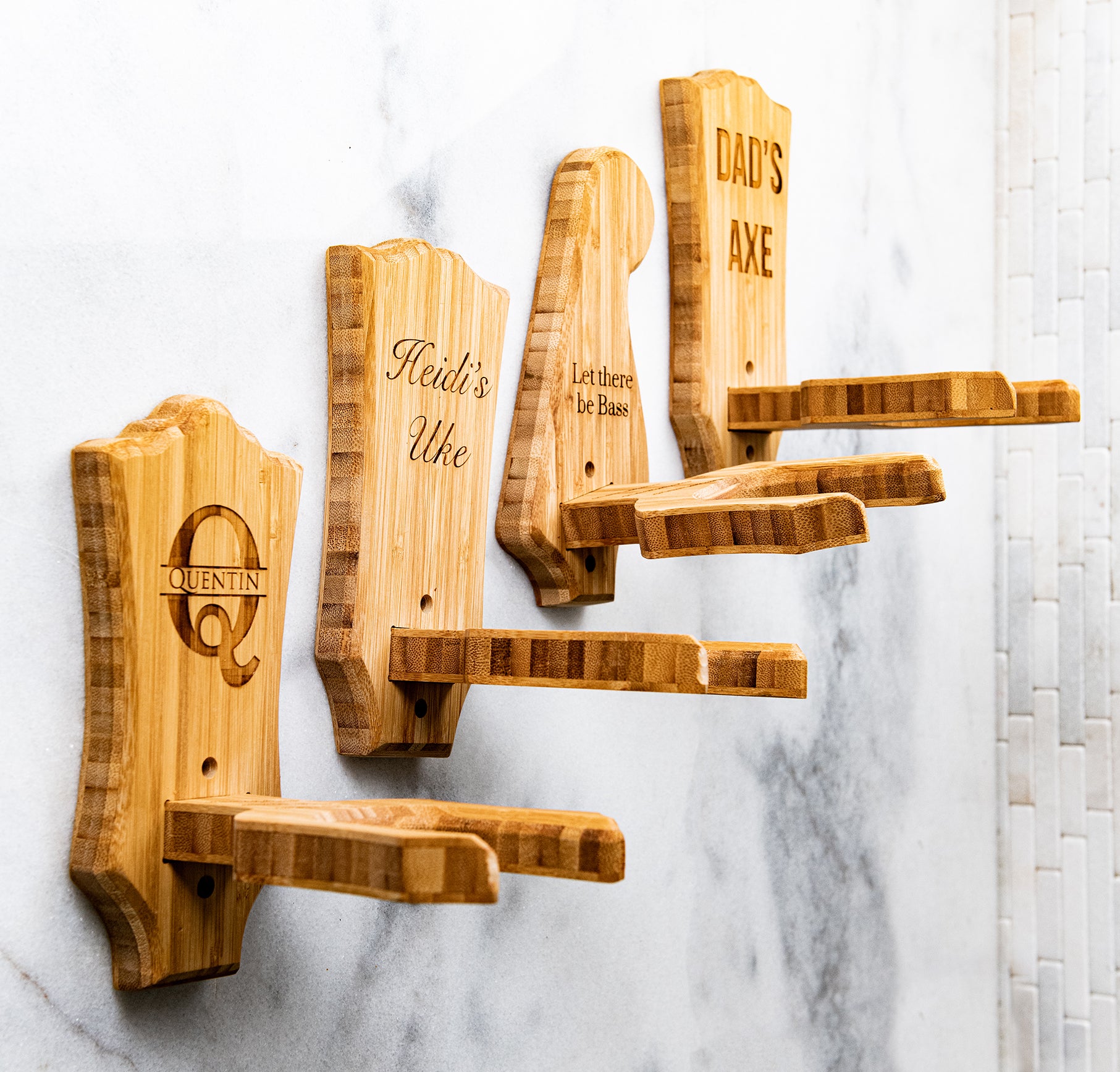 Personalized Wall Mount Custom Headstock Shapes in Espresso