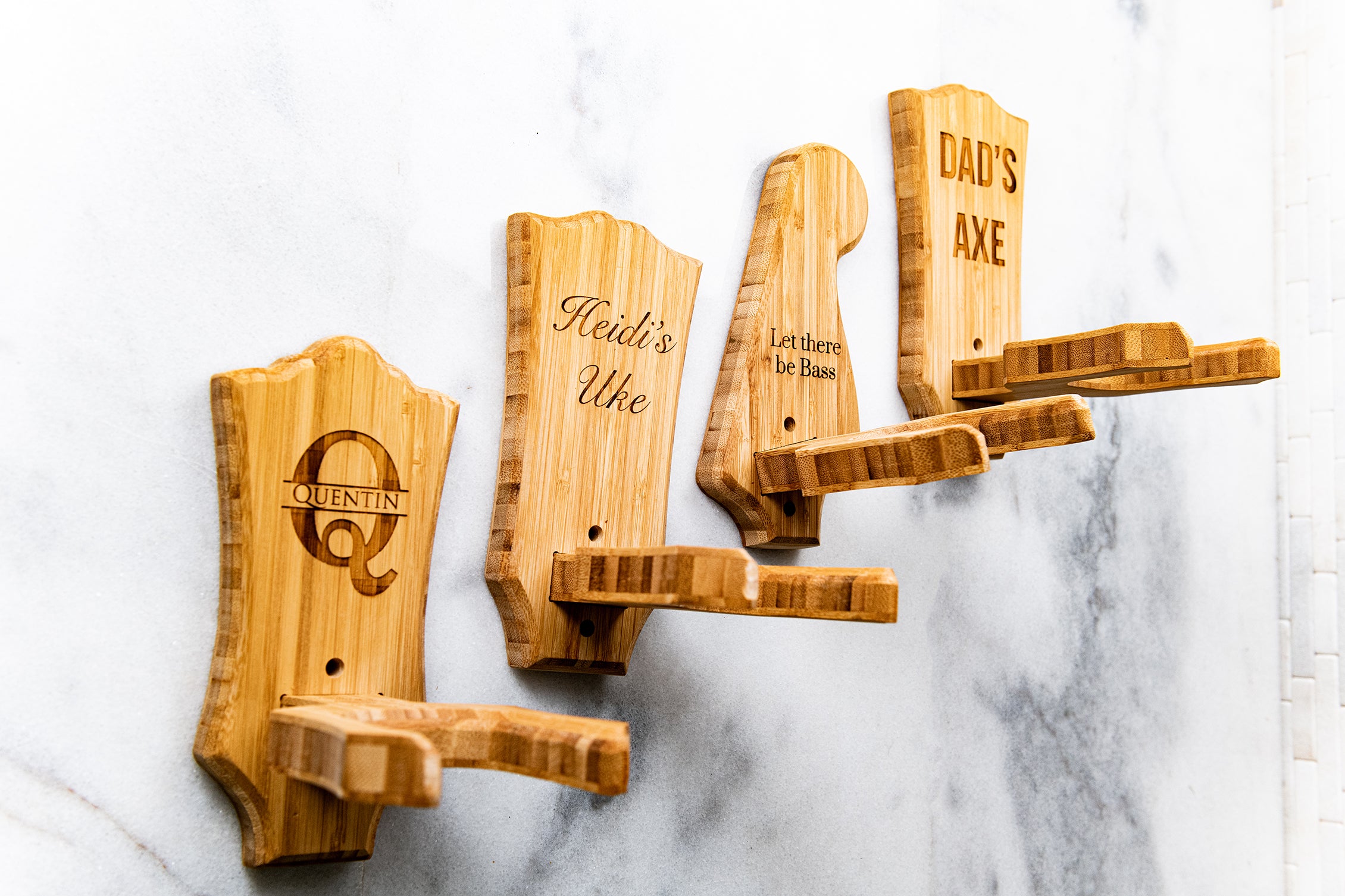 Personalized Wall Mount Custom Headstock Shapes in Espresso