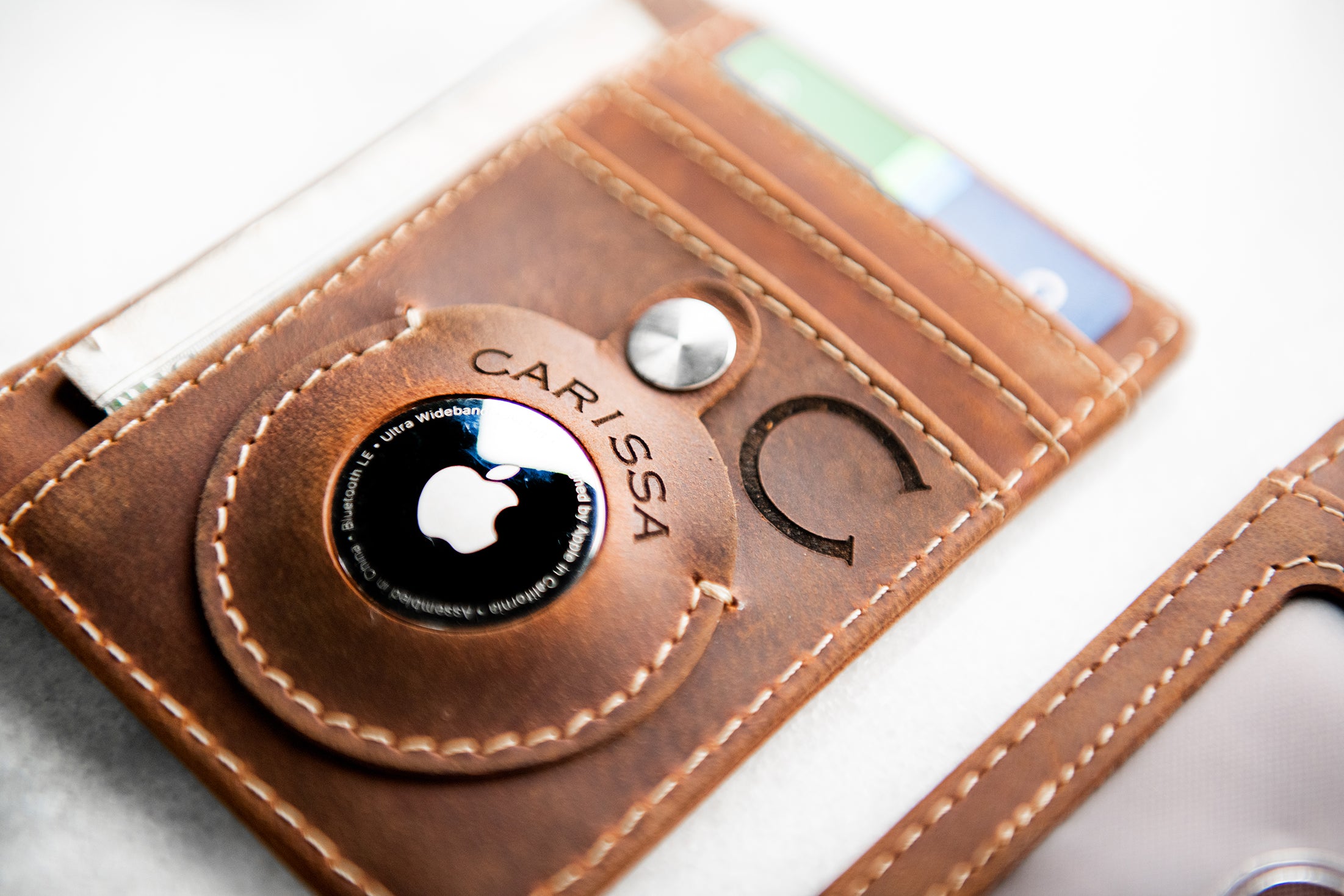 Apple AirTag Clear ID Window Leather Wallet