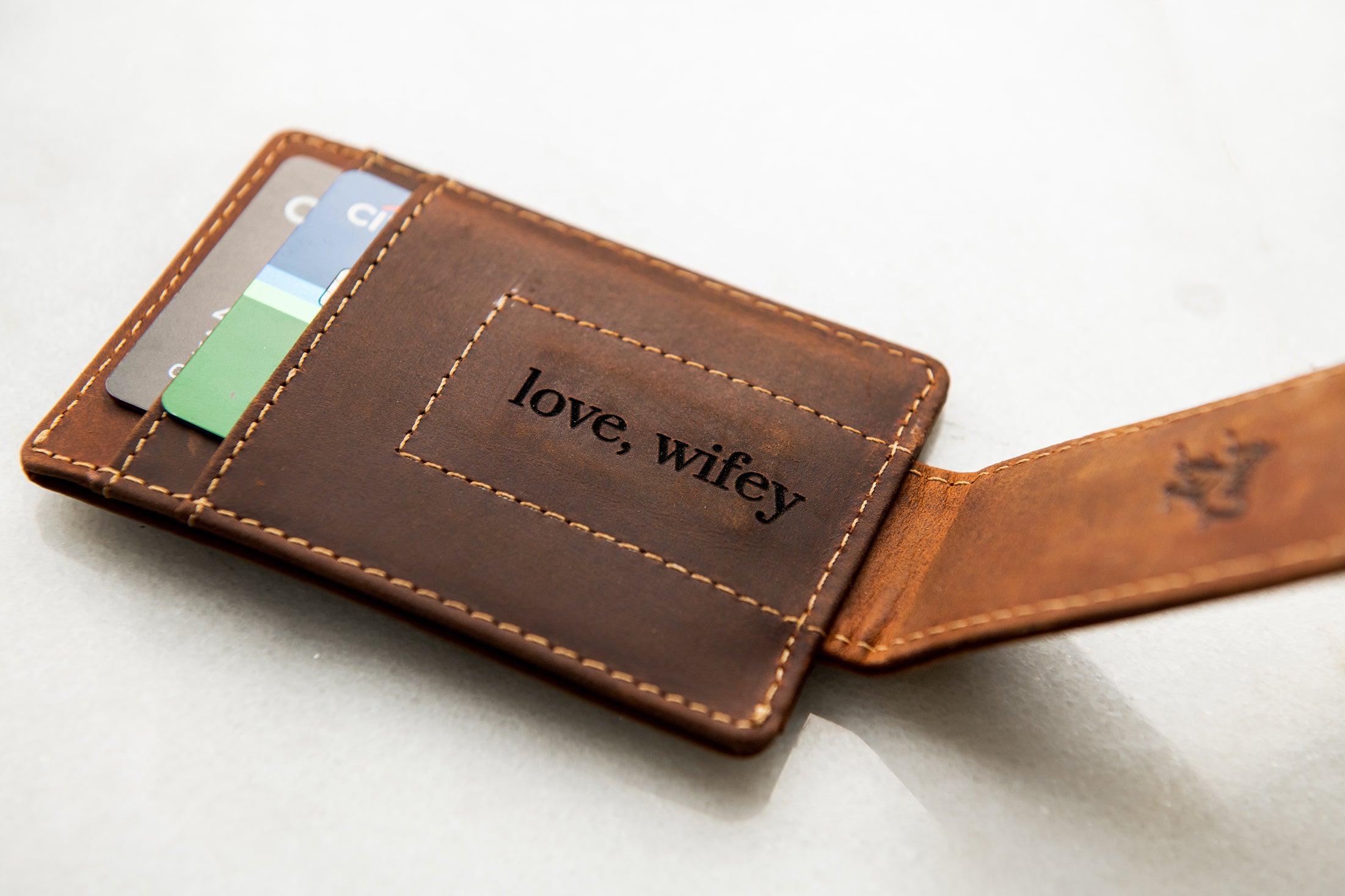 Arcadia Personalized Leather Magnetic Money Clip