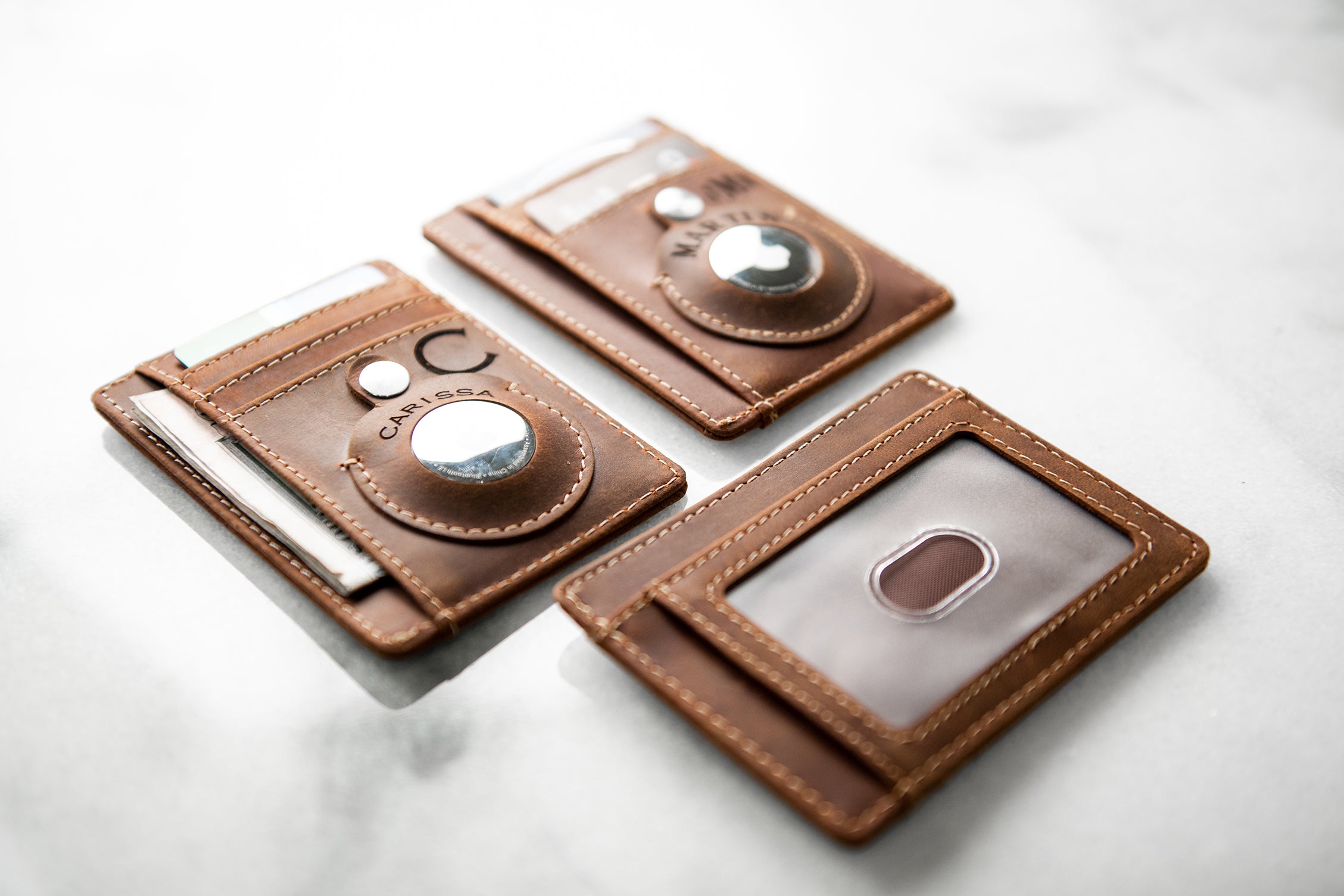 Apple AirTag Clear ID Window Leather Wallet