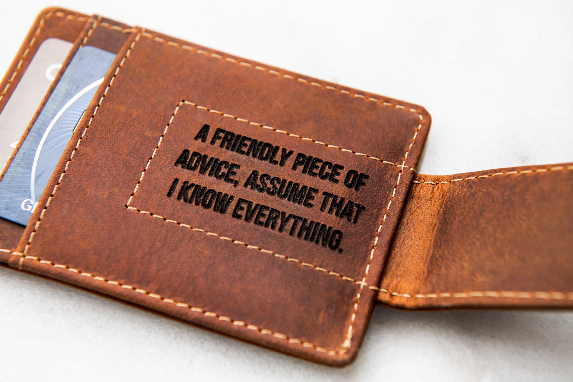 Arcadia Personalized Leather Magnetic Money Clip
