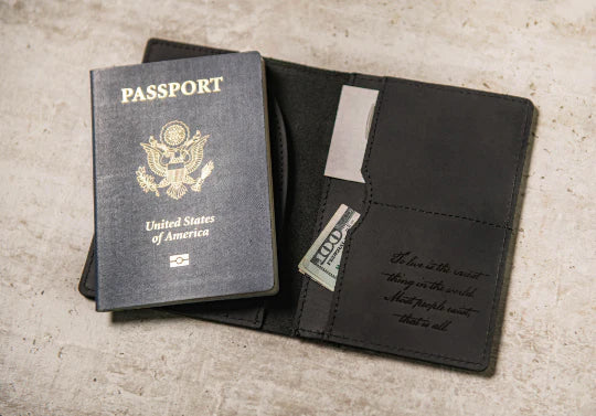 Genuine Leather Black USA Passport Cover & Travel Wallet – RFID Blocking Card Organizer-519095
