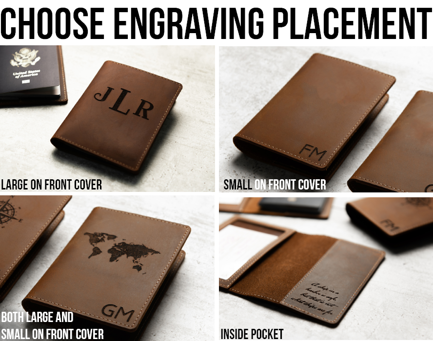 Vaccine Card Personalized Leather Passport Cover Holder with Window