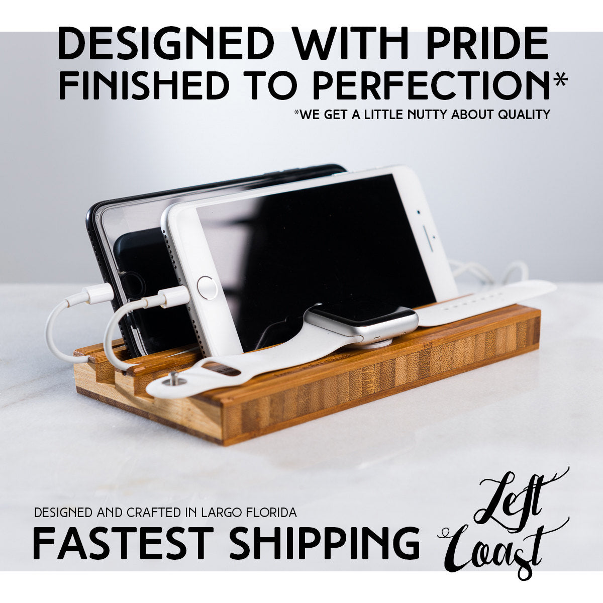 Personalized Double Slot Apple Watch iPhone Charging Dock