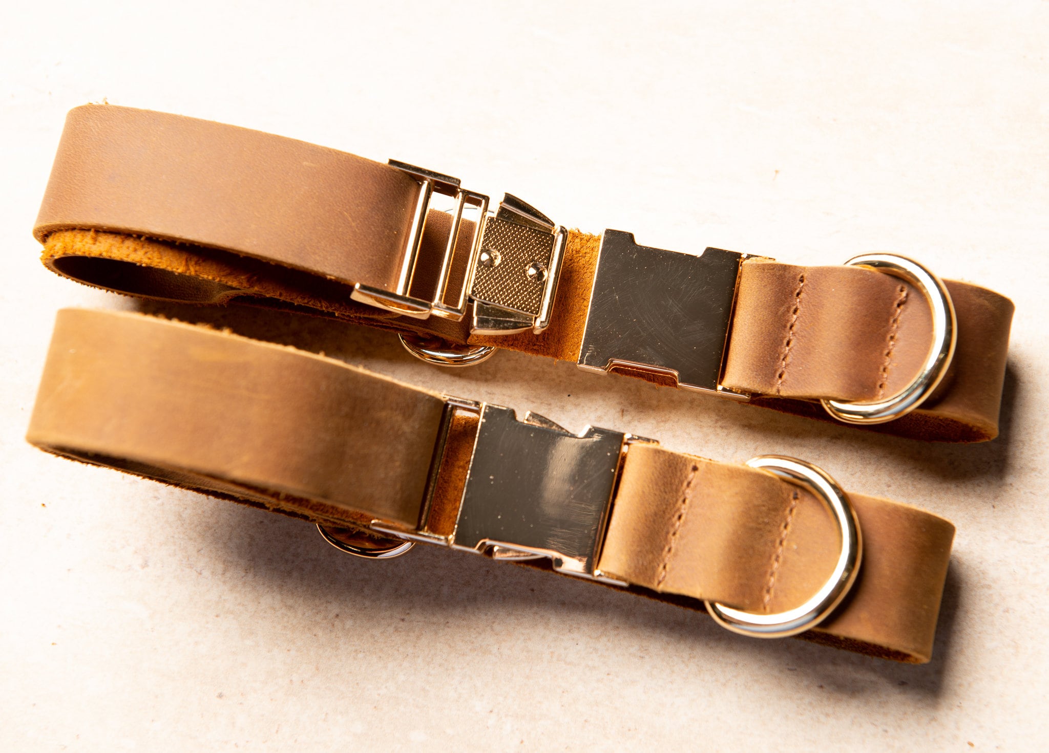 Personalized Distressed Leather Dog Collar With Metal Buckle