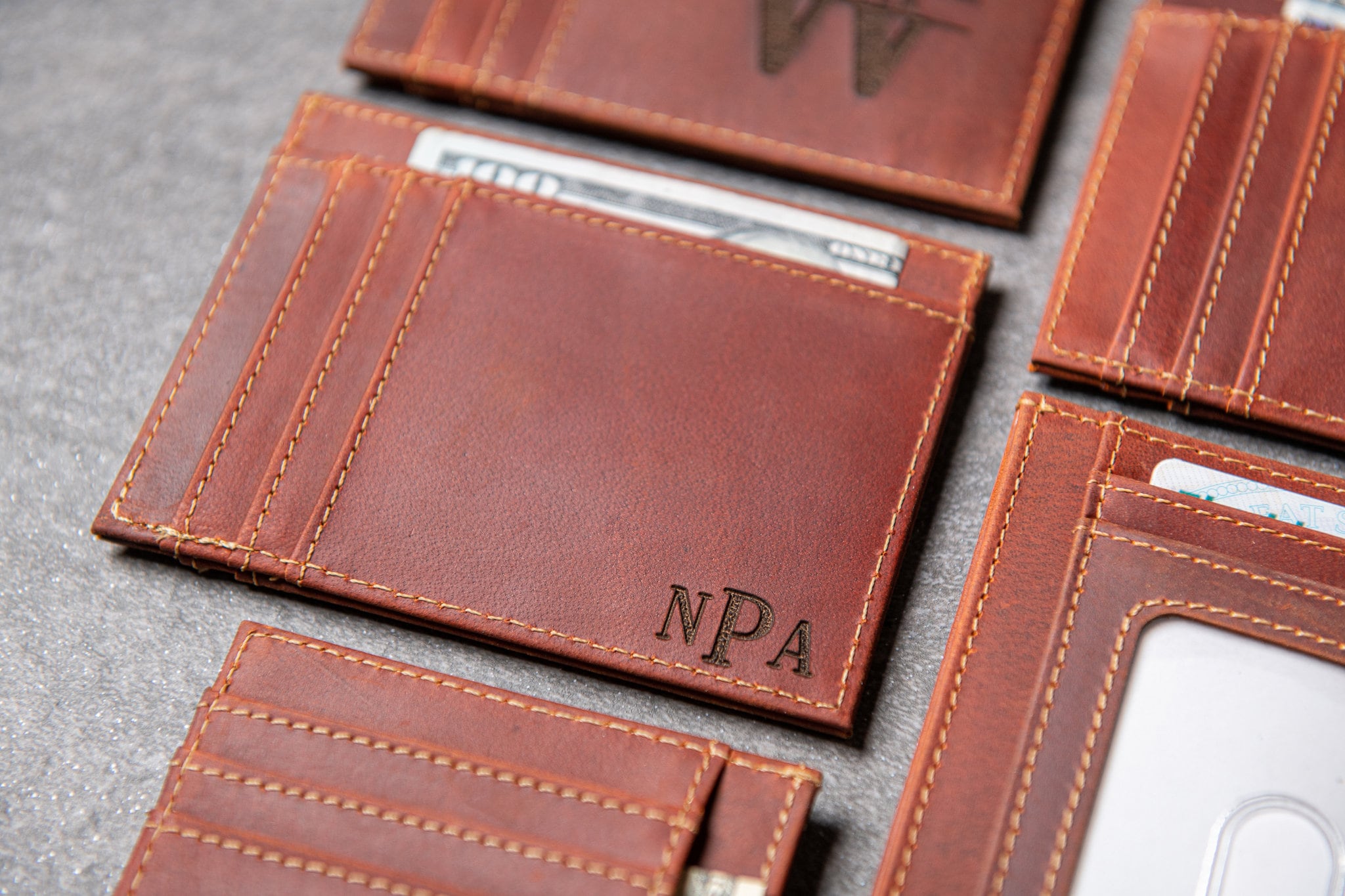 The Ocala Slim Leather Wallet Personalized With ID Window