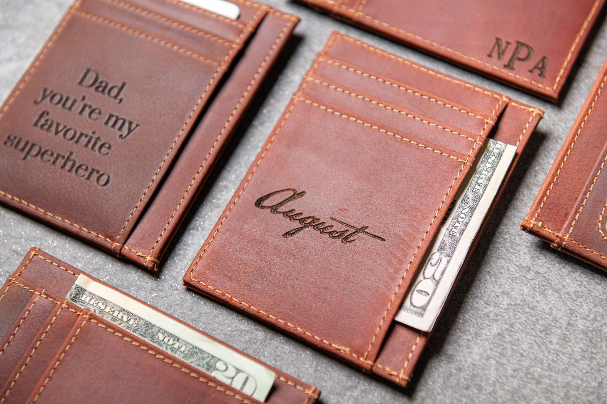 The Ocala Slim Leather Wallet Personalized With ID Window