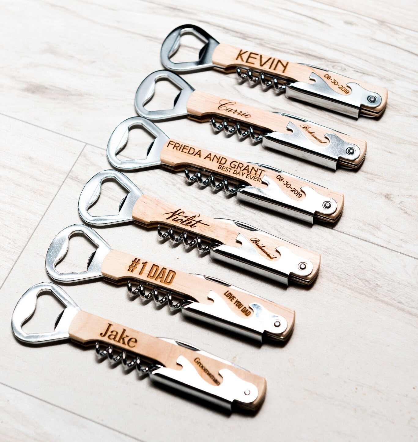 Personalized Engraved Corkscrews - Dark or White Oak