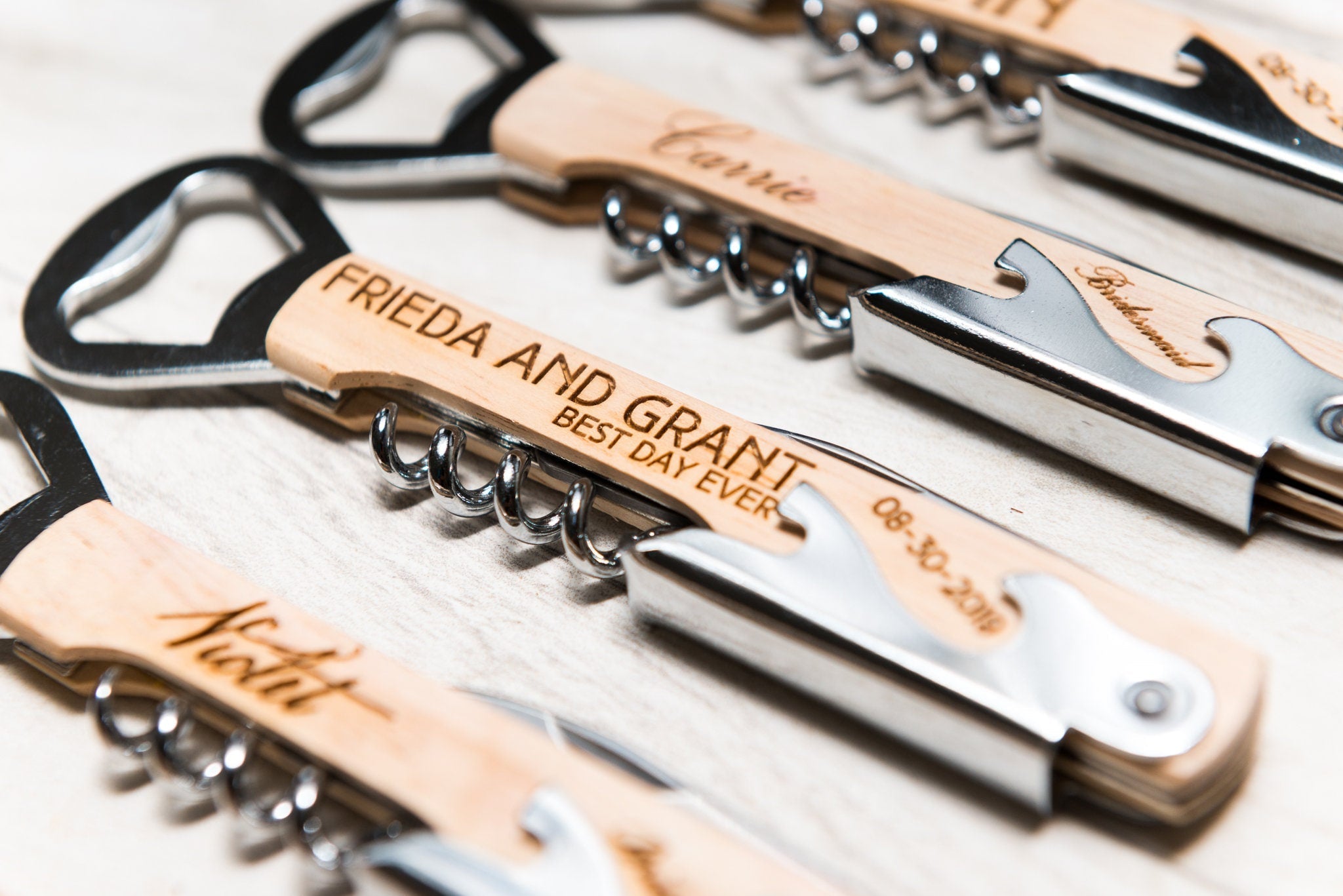 Personalized Engraved Corkscrews - Dark or White Oak