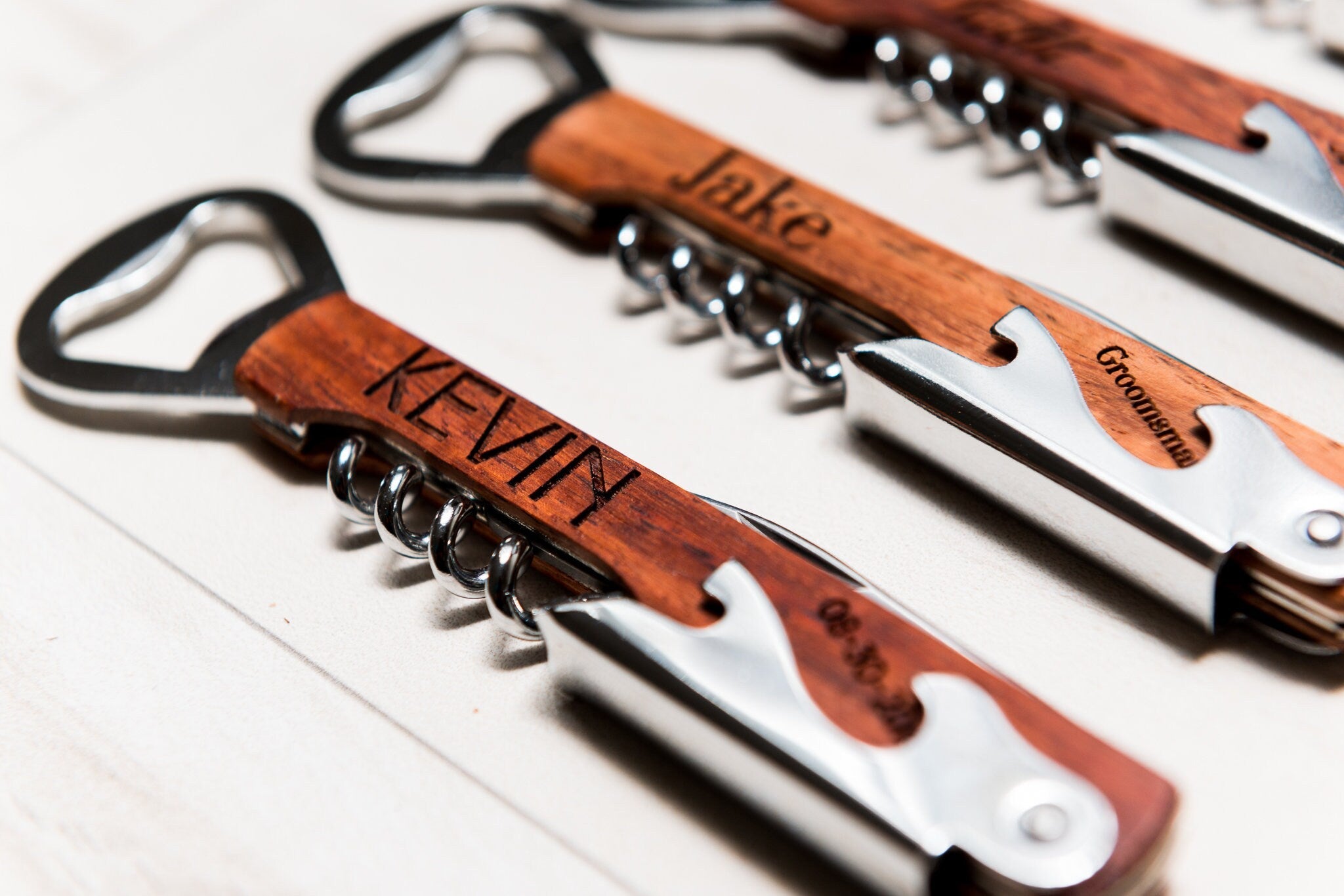 Personalized Engraved Corkscrews - Dark or White Oak