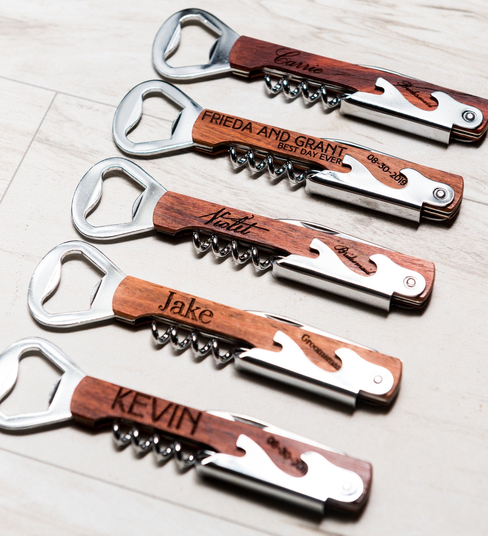 Personalized Engraved Corkscrews - Dark or White Oak