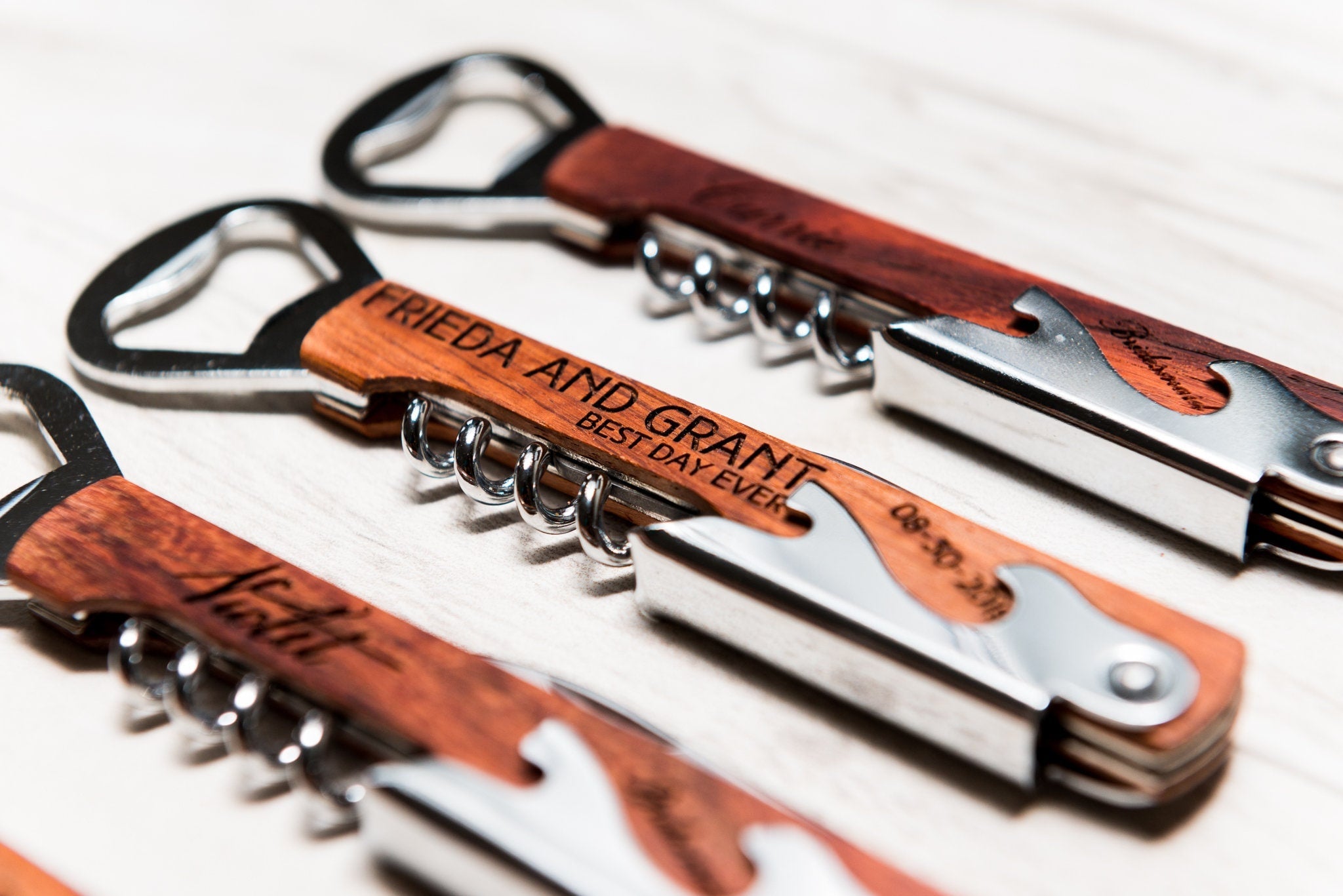Personalized Engraved Corkscrews - Dark or White Oak