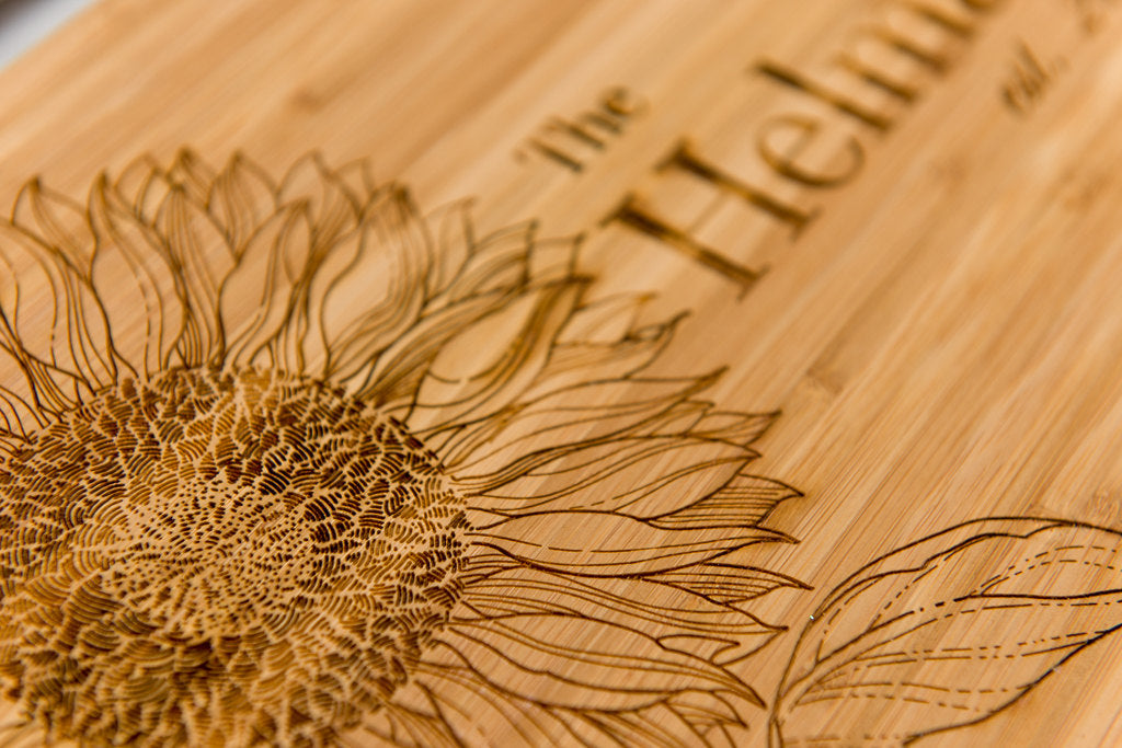 Personalized Cutting Board Sunflower Mom Mothers Dad Anniversary Engraved Monogram Initials