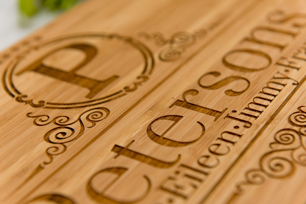 Personalized Cutting Board Wedding Mom Dad Anniversary Initials Family Name Engraved Monogram Chef