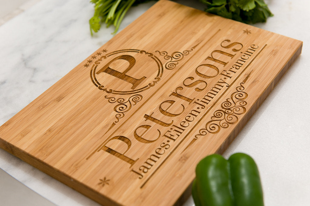 Personalized Cutting Board Wedding Mom Dad Anniversary Initials Family Name Engraved Monogram Chef
