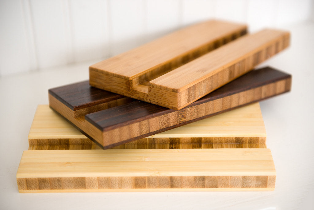 Cutting board stands stacked three high