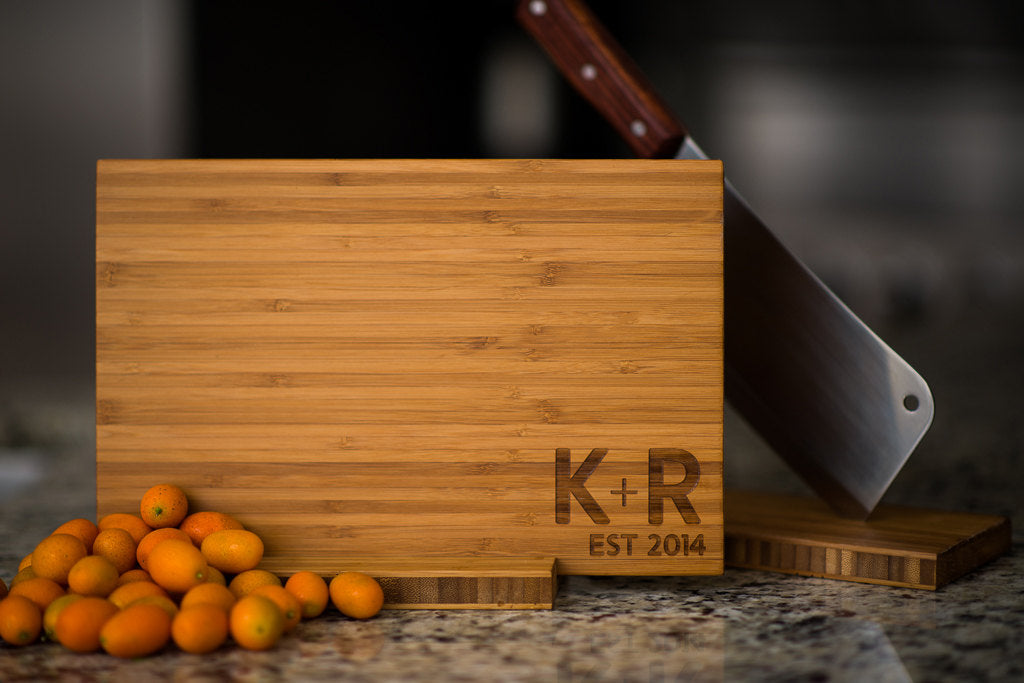 Personalized Cutting Board Wedding Anniversary Family Name Engraved Monogram Initials Custom