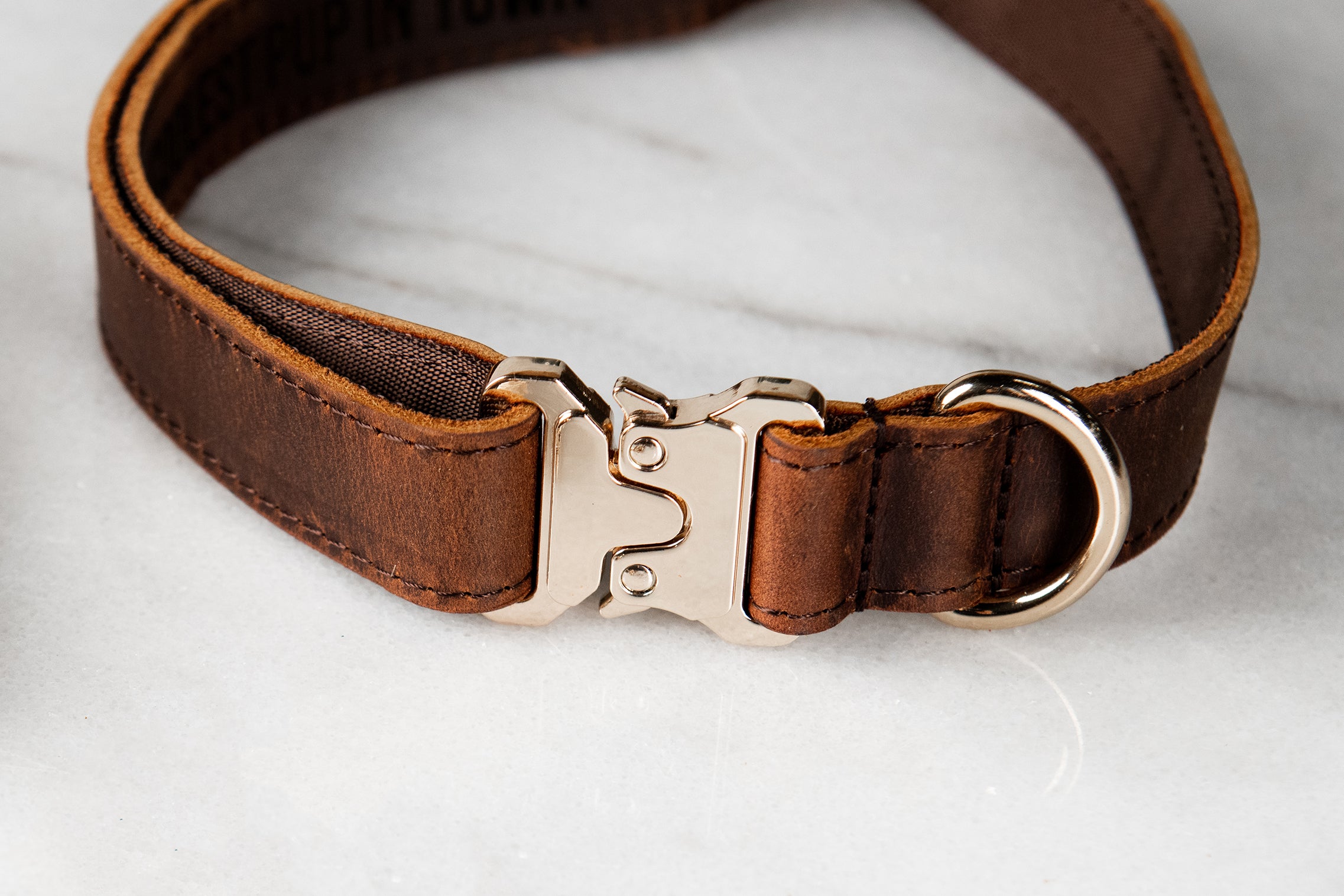 Personalized Distressed Leather and Kevlar Dog Collar and Leash Set