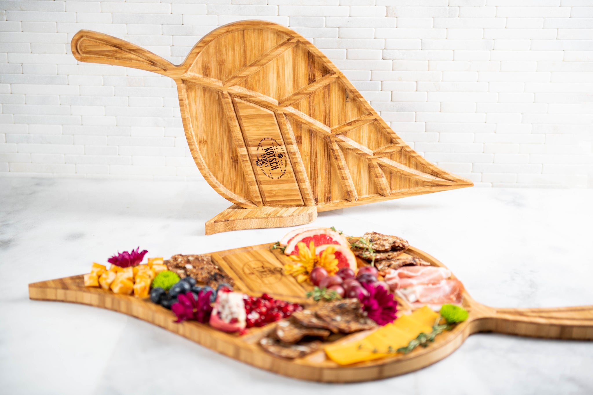 Personalized Leaf Charcuterie Serving Tray