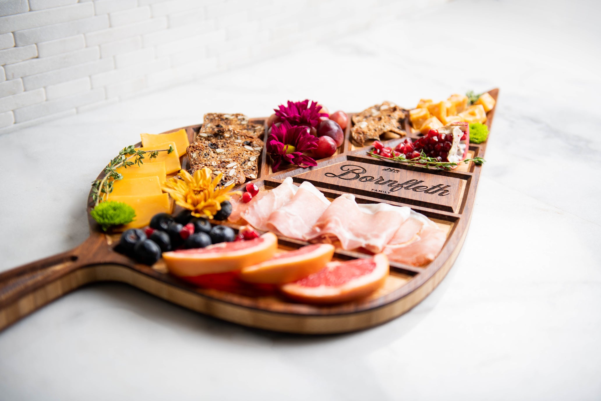 Personalized Leaf Charcuterie Serving Tray