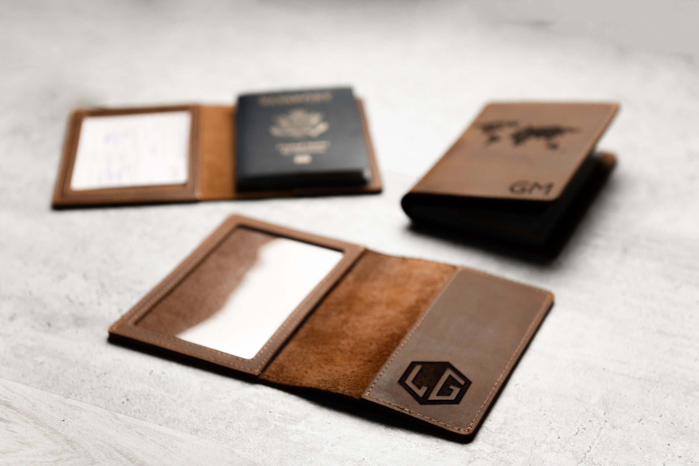 Vaccine Card Personalized Leather Passport Cover Holder with Window