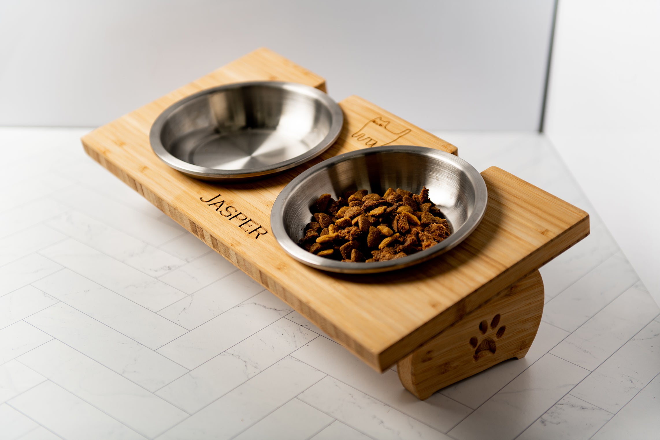 Personalized Wood Pet Bowl Stands