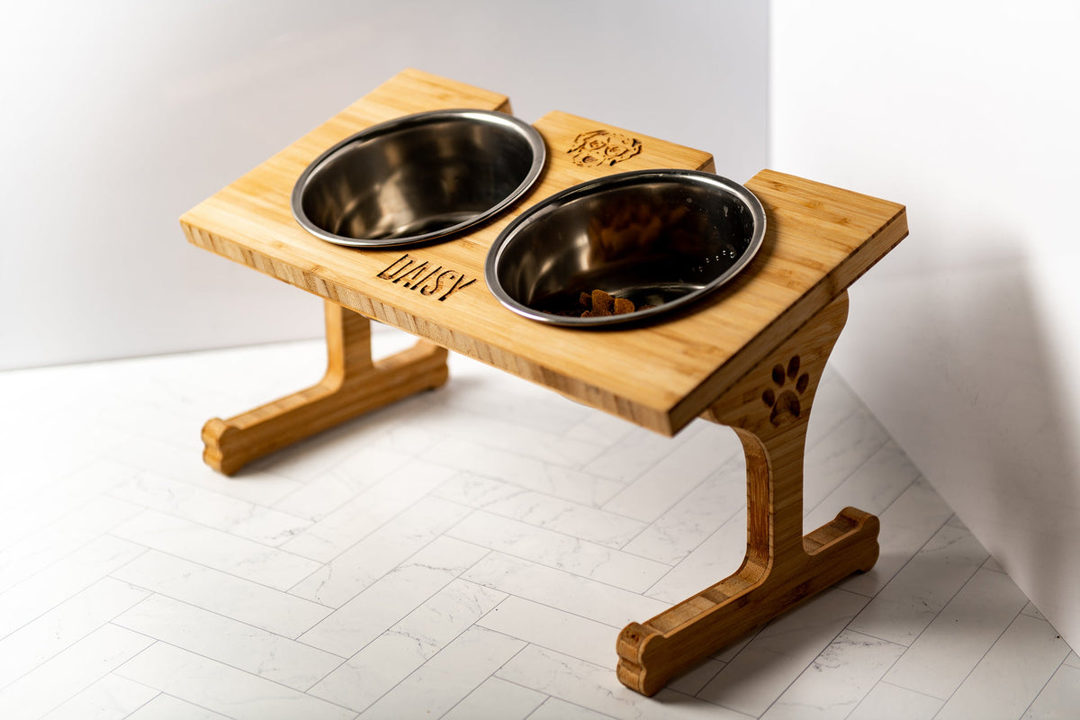 Personalized Wood Pet Bowl Stands