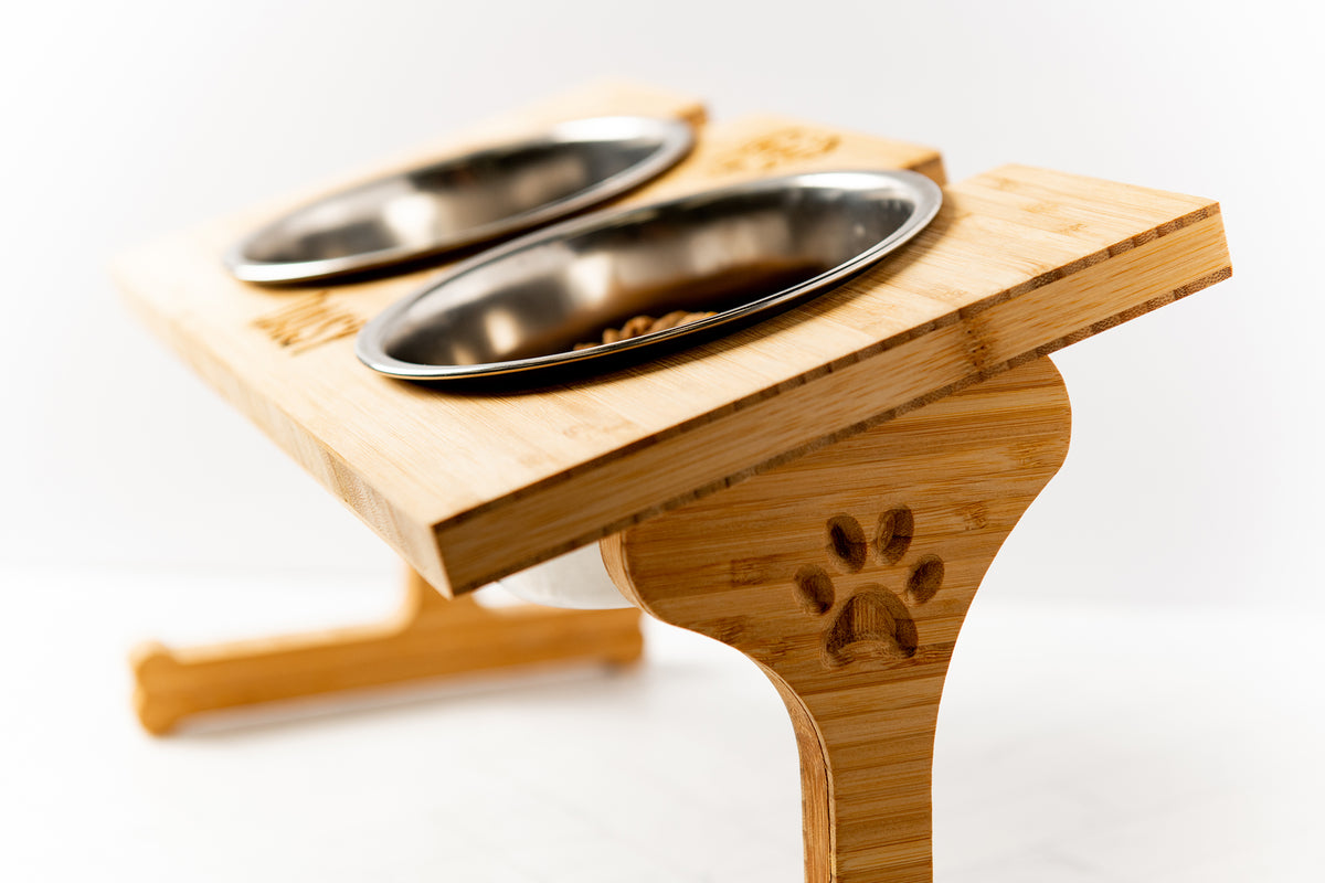 Personalized Wood Pet Bowl Stands