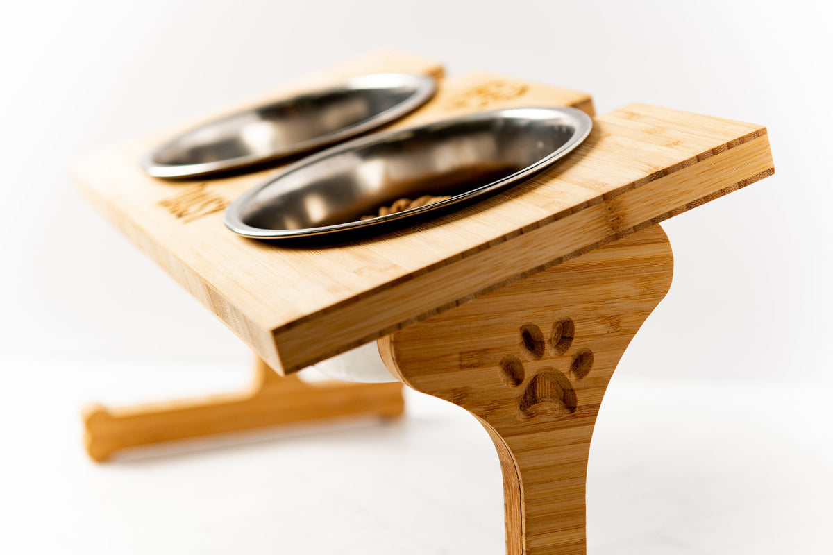 Personalized Wood Pet Bowl Stands