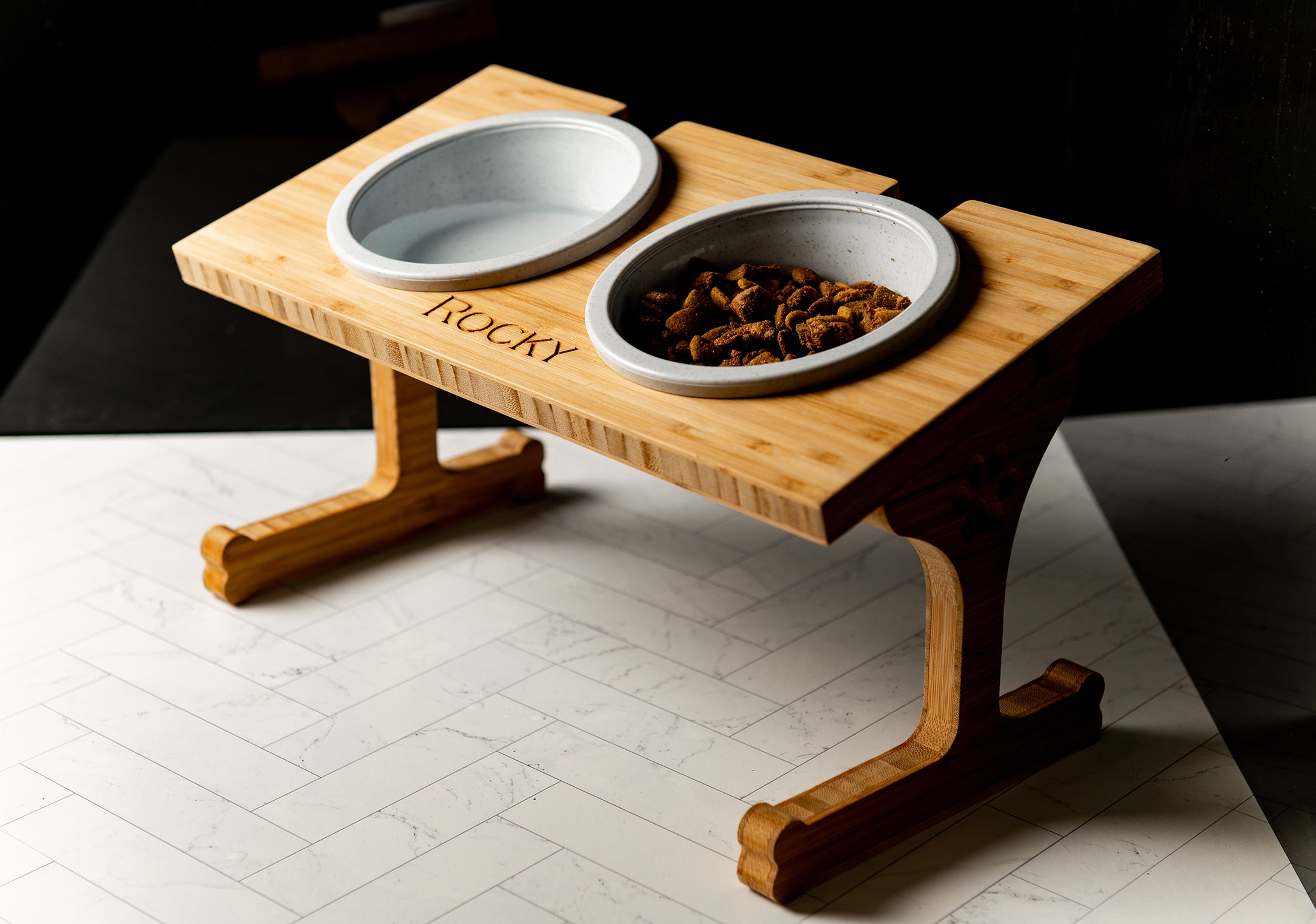 Cambria Handcrafted Pet Bowl & Stand