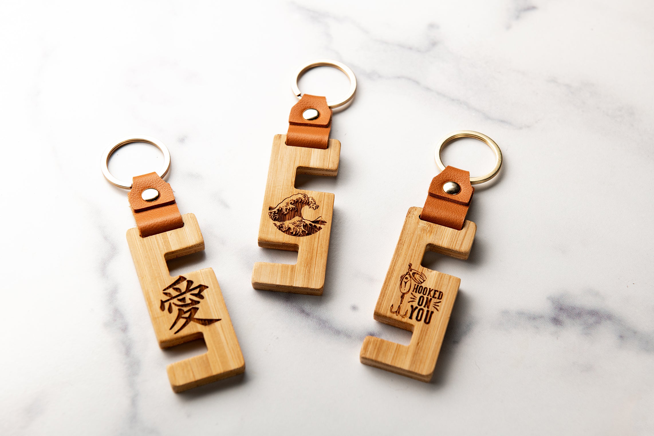 Personalized Wood Phone Stand Keychain