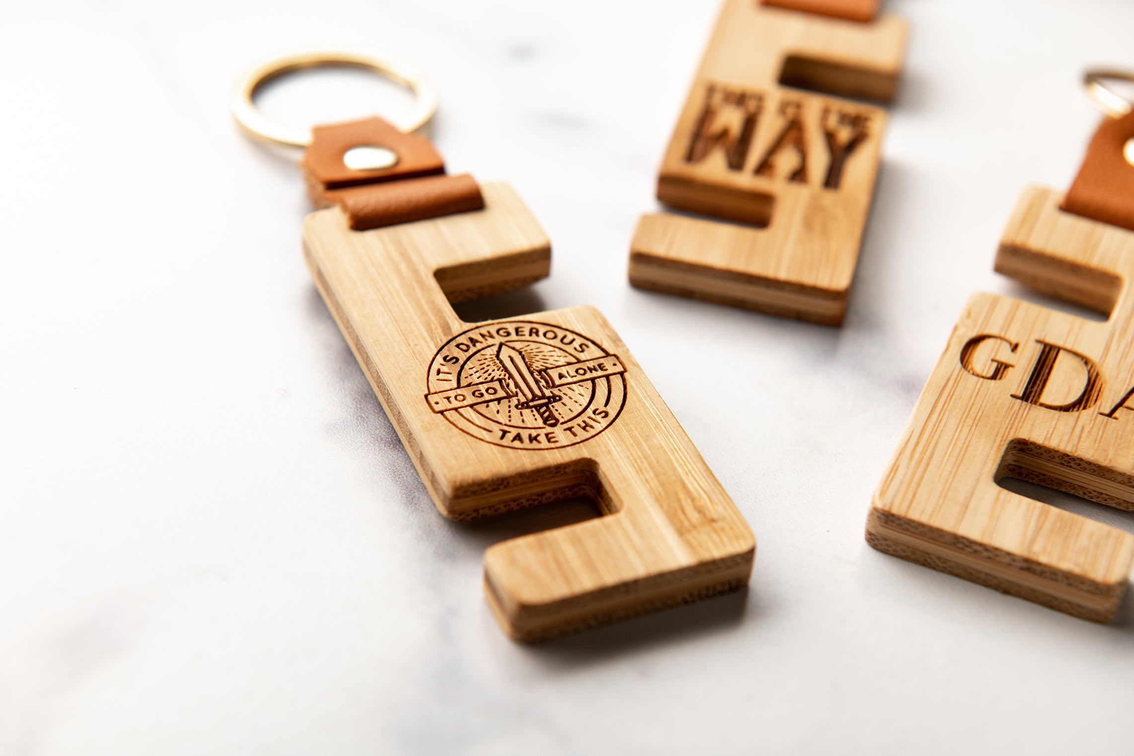 Personalized Wood Phone Stand Keychain