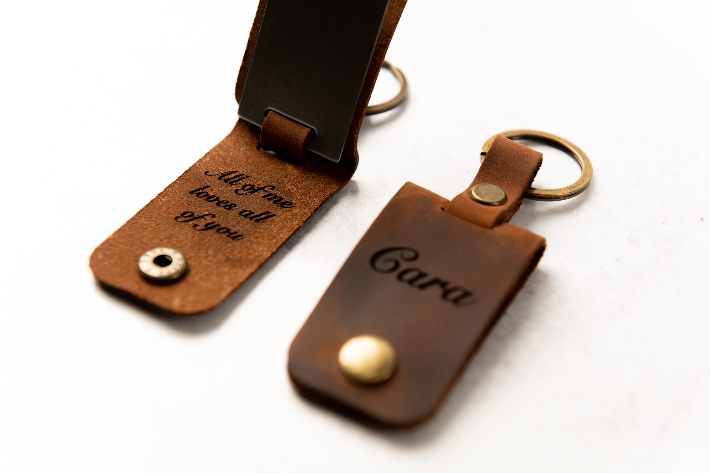 Personalized Photo Metal Tag Leather Keychain
