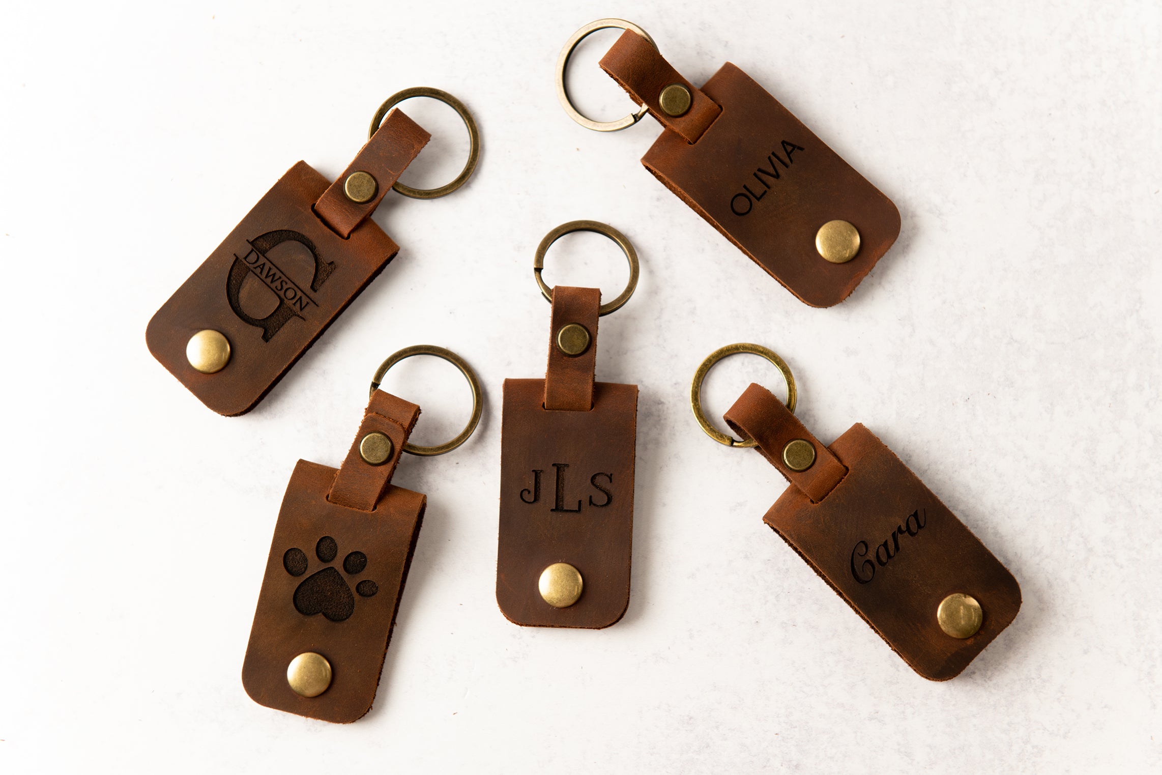 Personalized Photo Metal Tag Leather Keychain