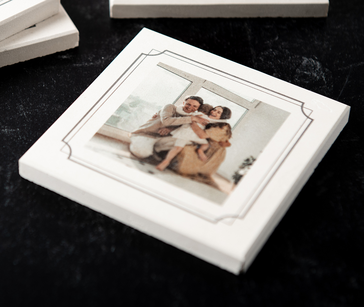 Custom Photo White Limestone Coasters