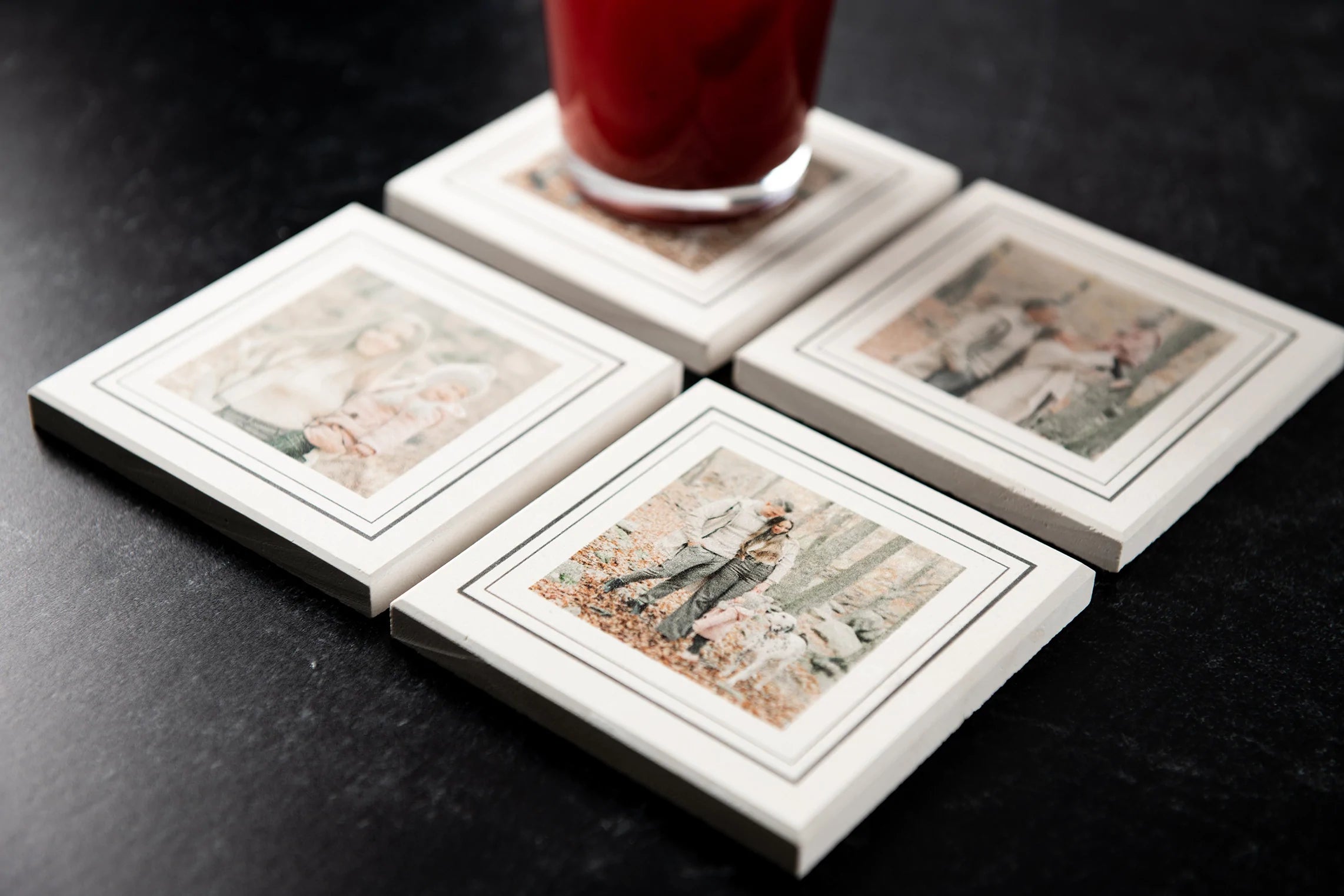 Custom Photo White Limestone Coasters