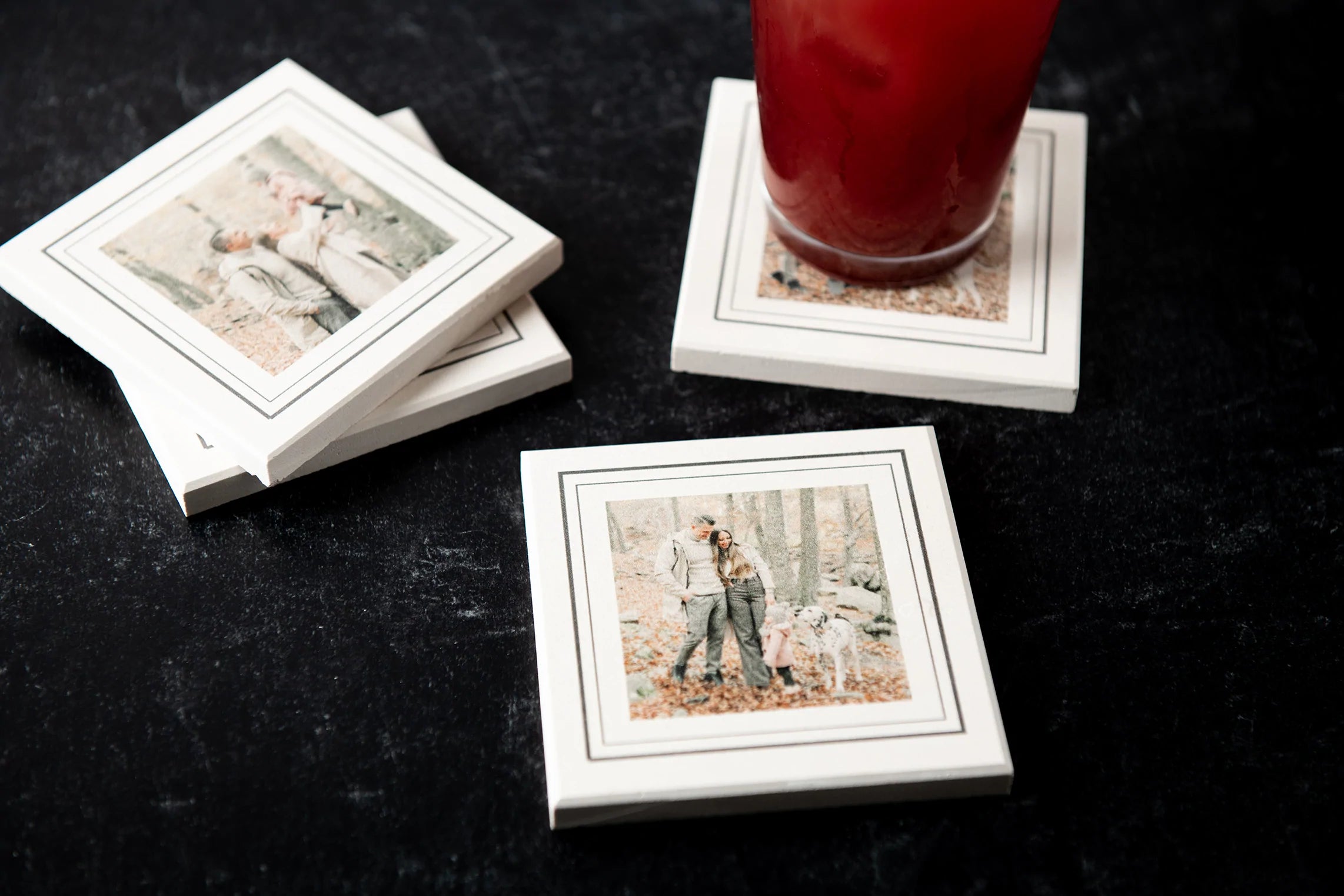 Custom Photo White Limestone Coasters