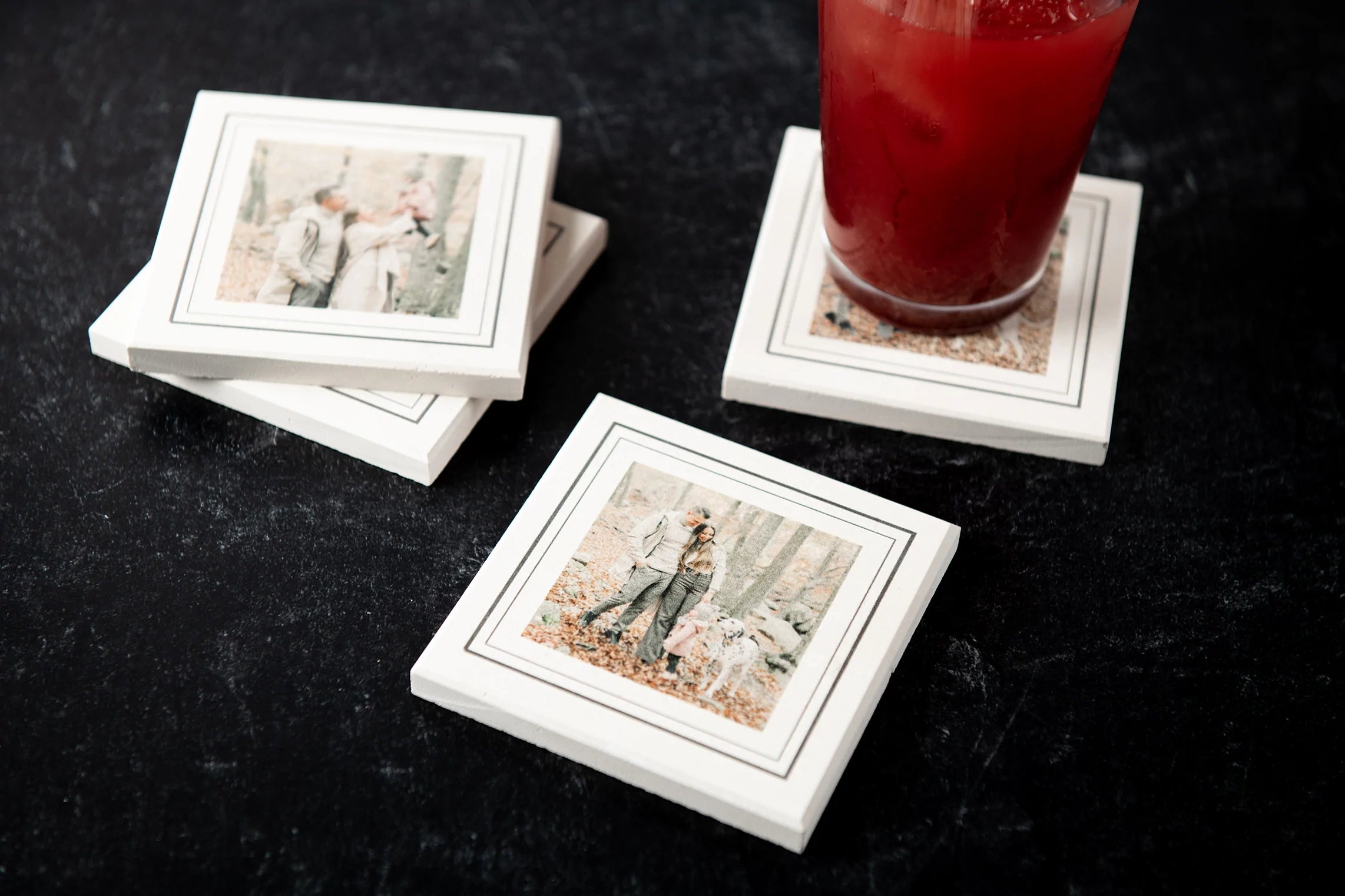 Custom Photo White Limestone Coasters