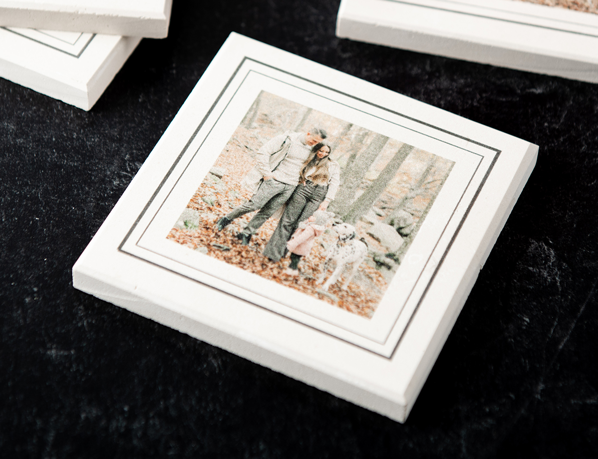 Custom Photo White Limestone Coasters