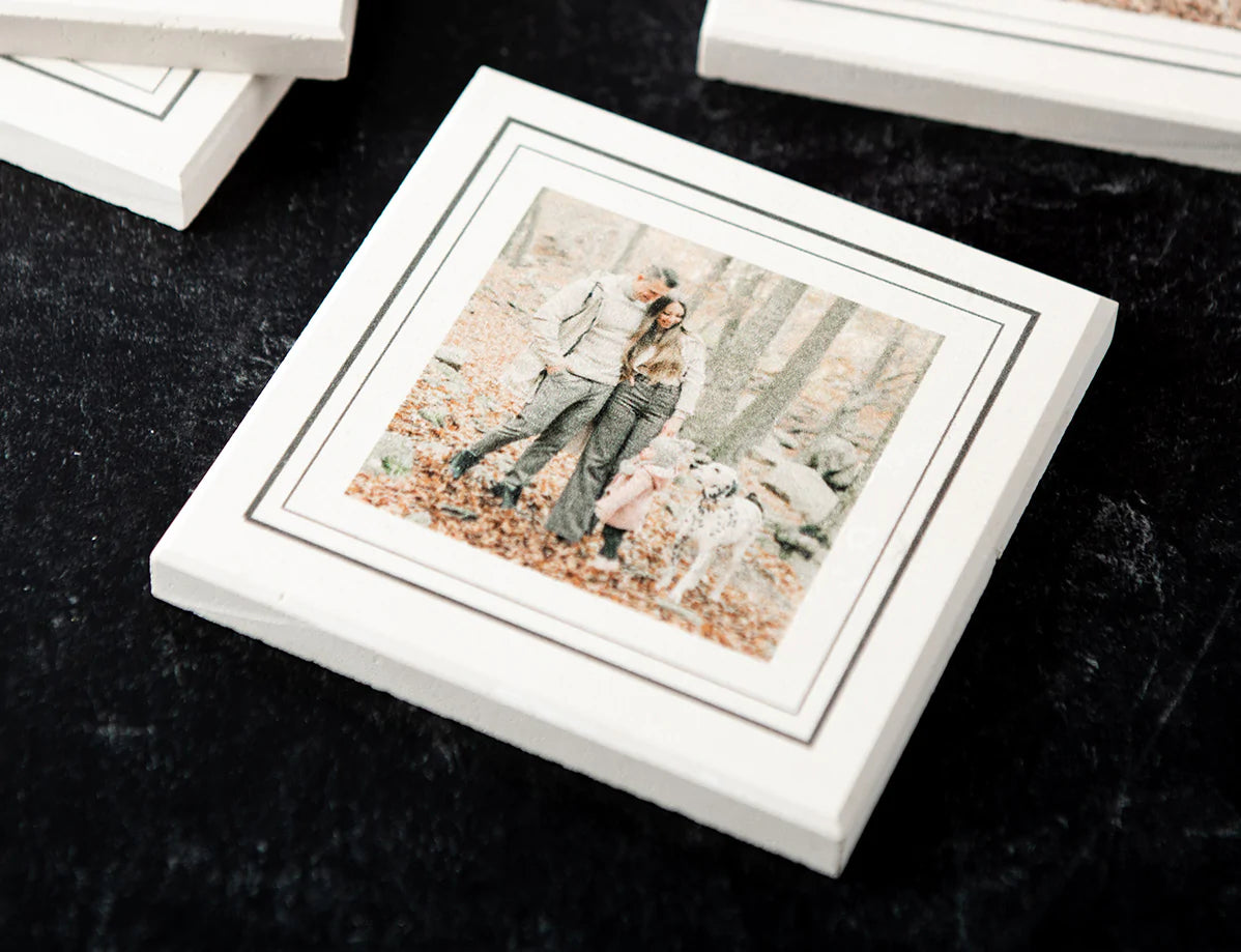 Custom Photo White Limestone Coasters